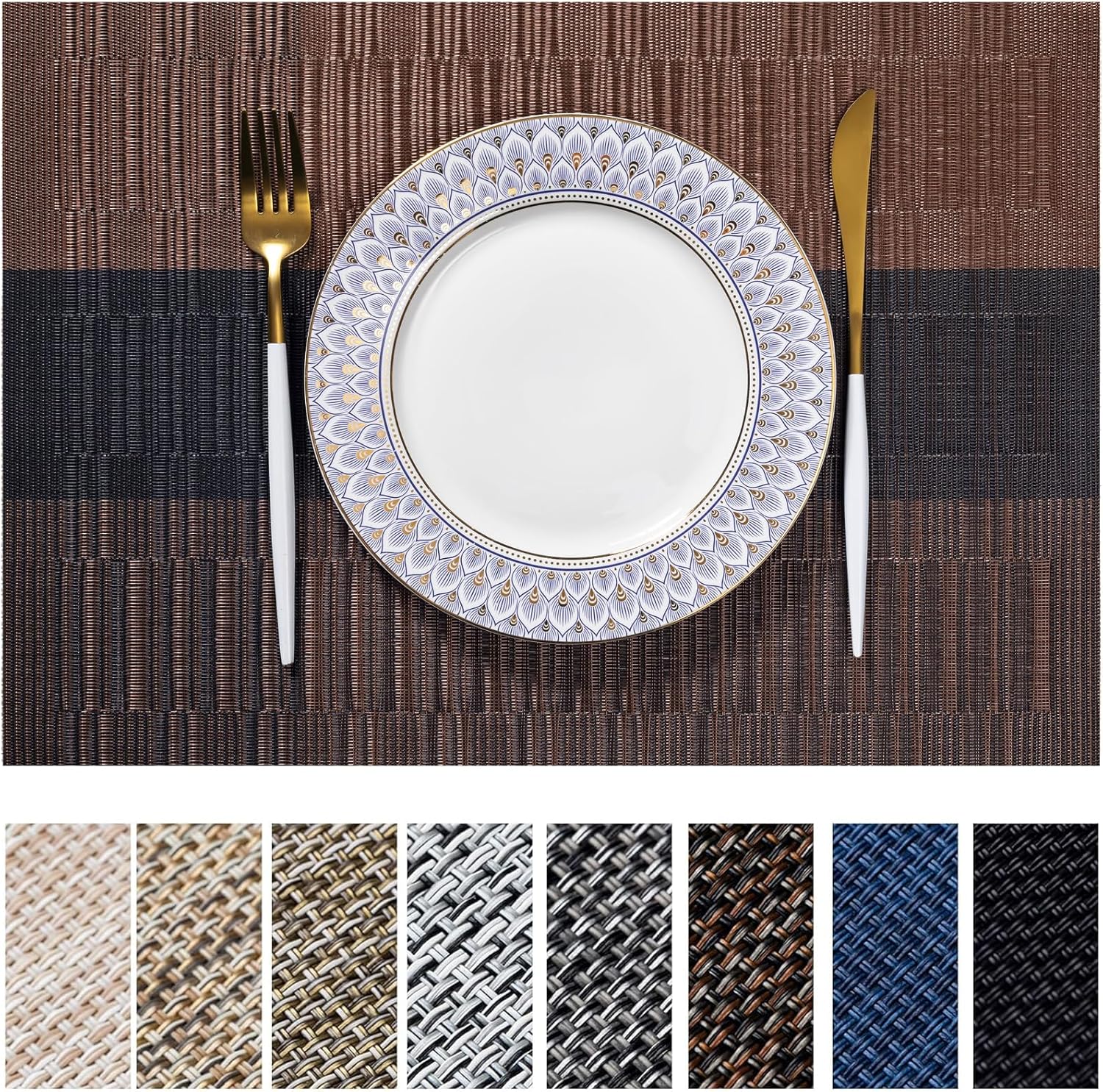 LEXMORE Placemats Set of 4 Vinyl/Plastic Woven Place Mats