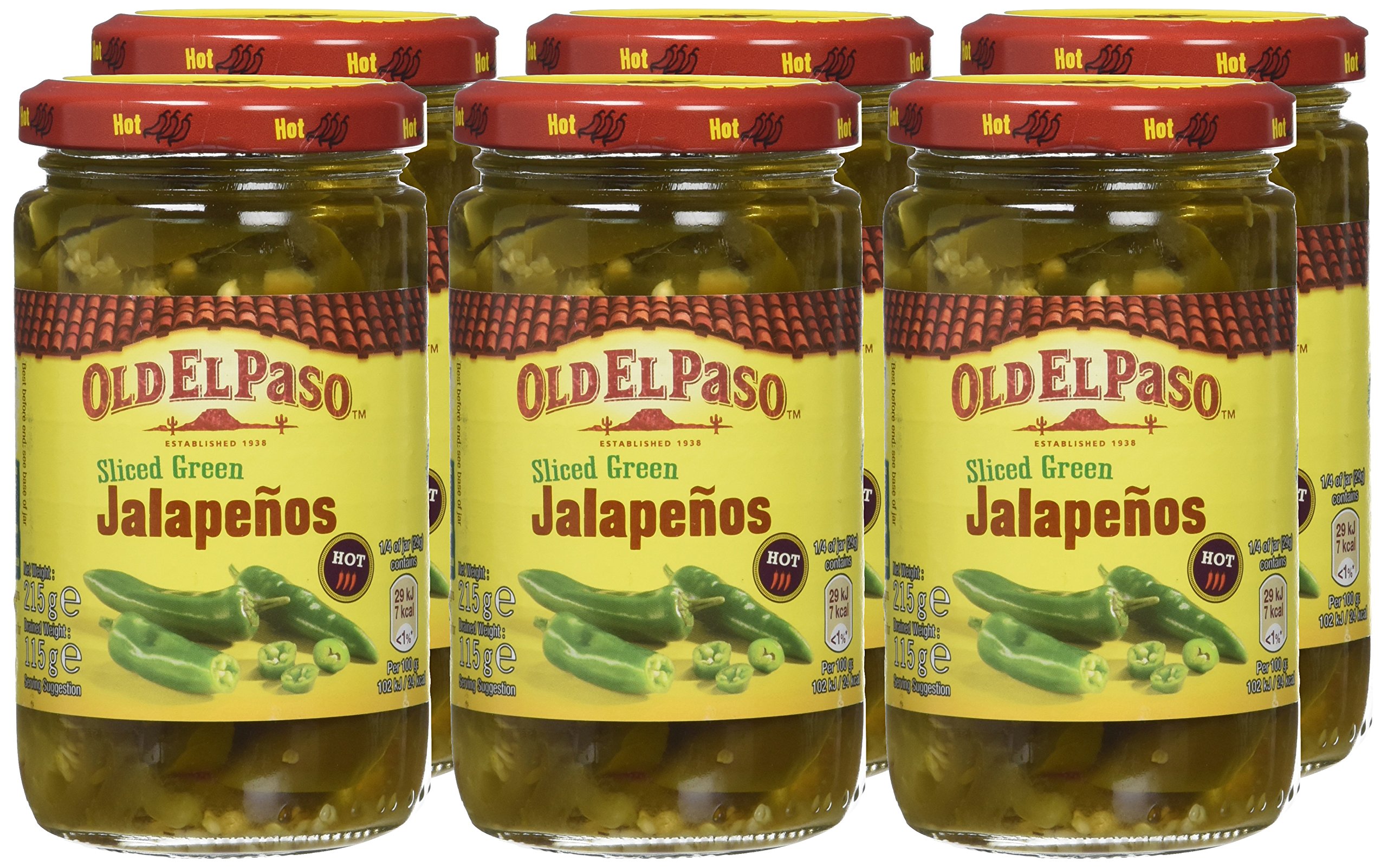 Old El Paso Piment Jalapenos Ciselés 215 g - Lot de 6