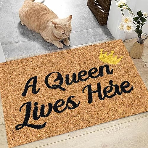 Miniatura 4 de TUNKENCE Felpudo de entrada para puerta de interior A Queen Lives Here Speaks con una alfombra para interiores y exteriores, decoración del hogar
