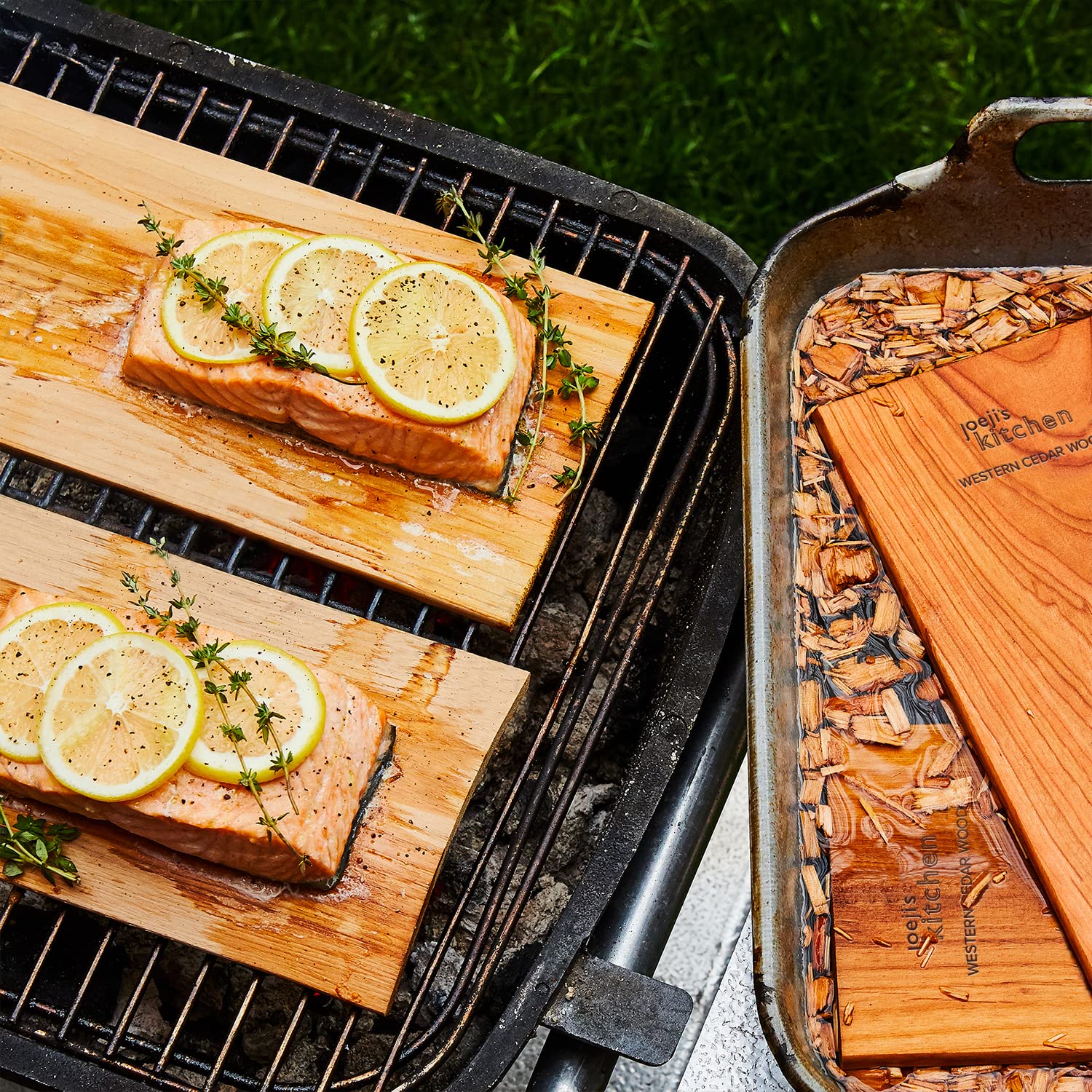 Planches à fumer en cèdre pour fumoir viande et poisson - Lot de 2
