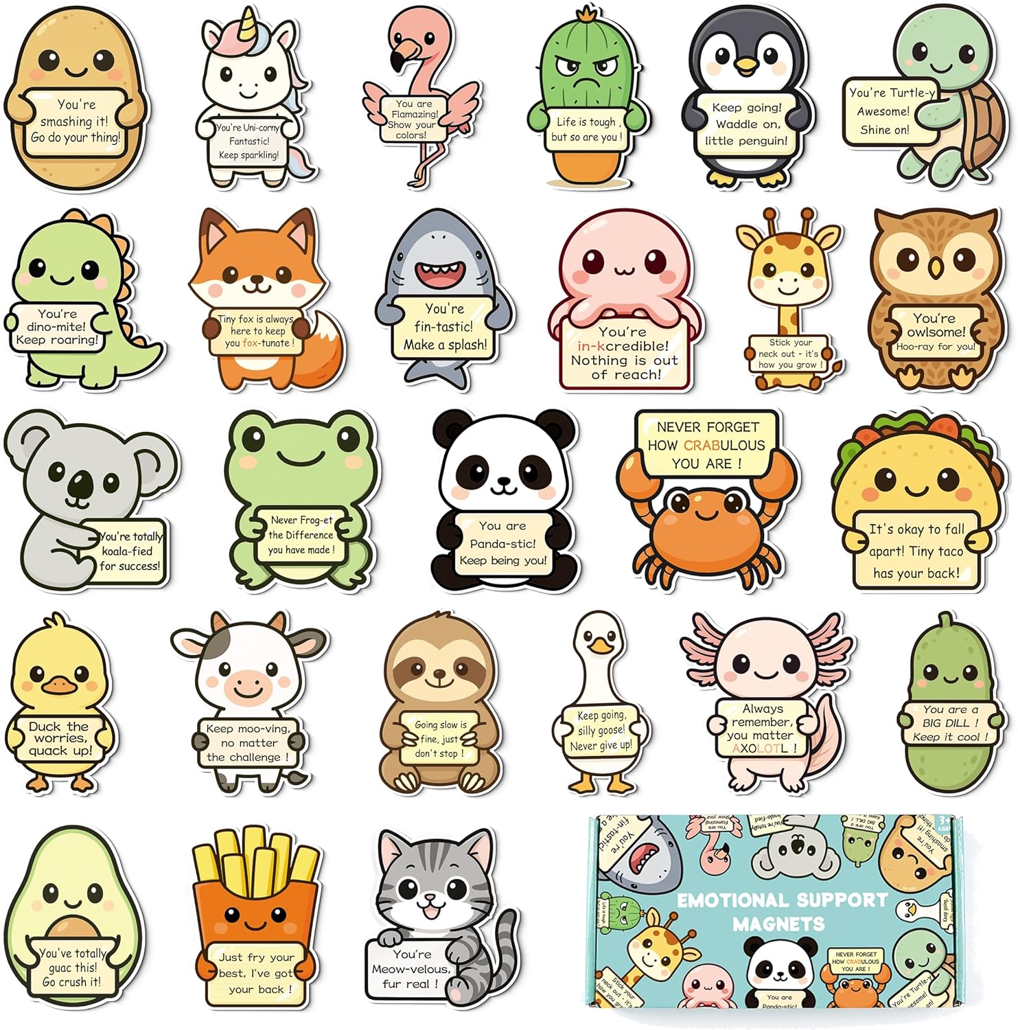26 Imanes Animales de Apoyo Emocional para Nevera Decorativos