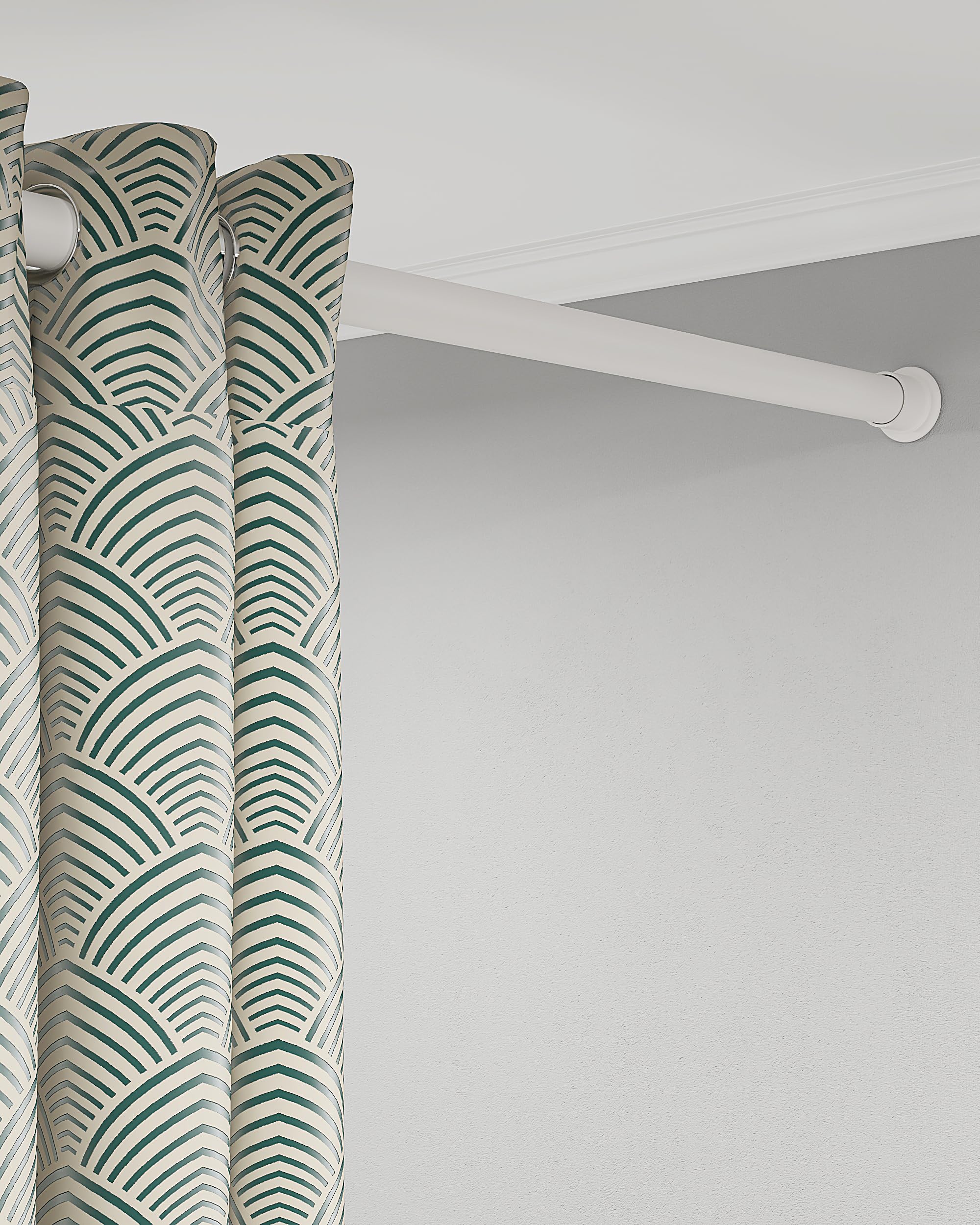 ALLZONE Spring Tension Curtain Rod,123 to 160 Inches Adjustable, Extra Long Tension Rod for Window and Room Divider Curtain Rods No Drilling, Easy Assembly & Heavy Duty, White