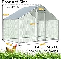 Vista 6 de HITTITE Gallinero grande de metal con paso, 9.84 x 6.4 x 6.56 pies, corralito de gallinero para corral, corral de pollo al aire libre para patio
