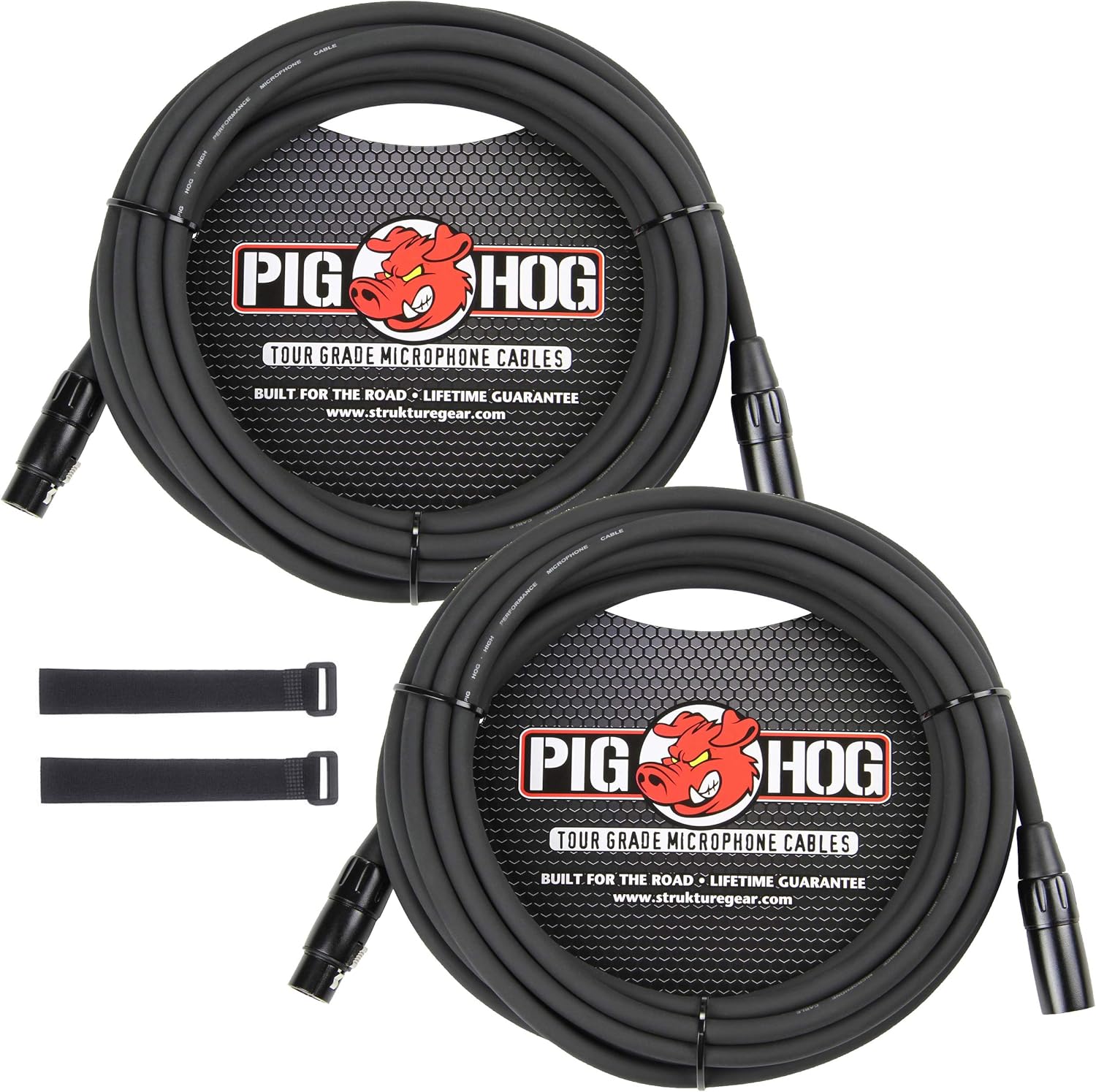 Pig Hog PHM30 30 Foot (2-Pack) XLR Microphone Cables w/Free EOS Supply Cable Straps