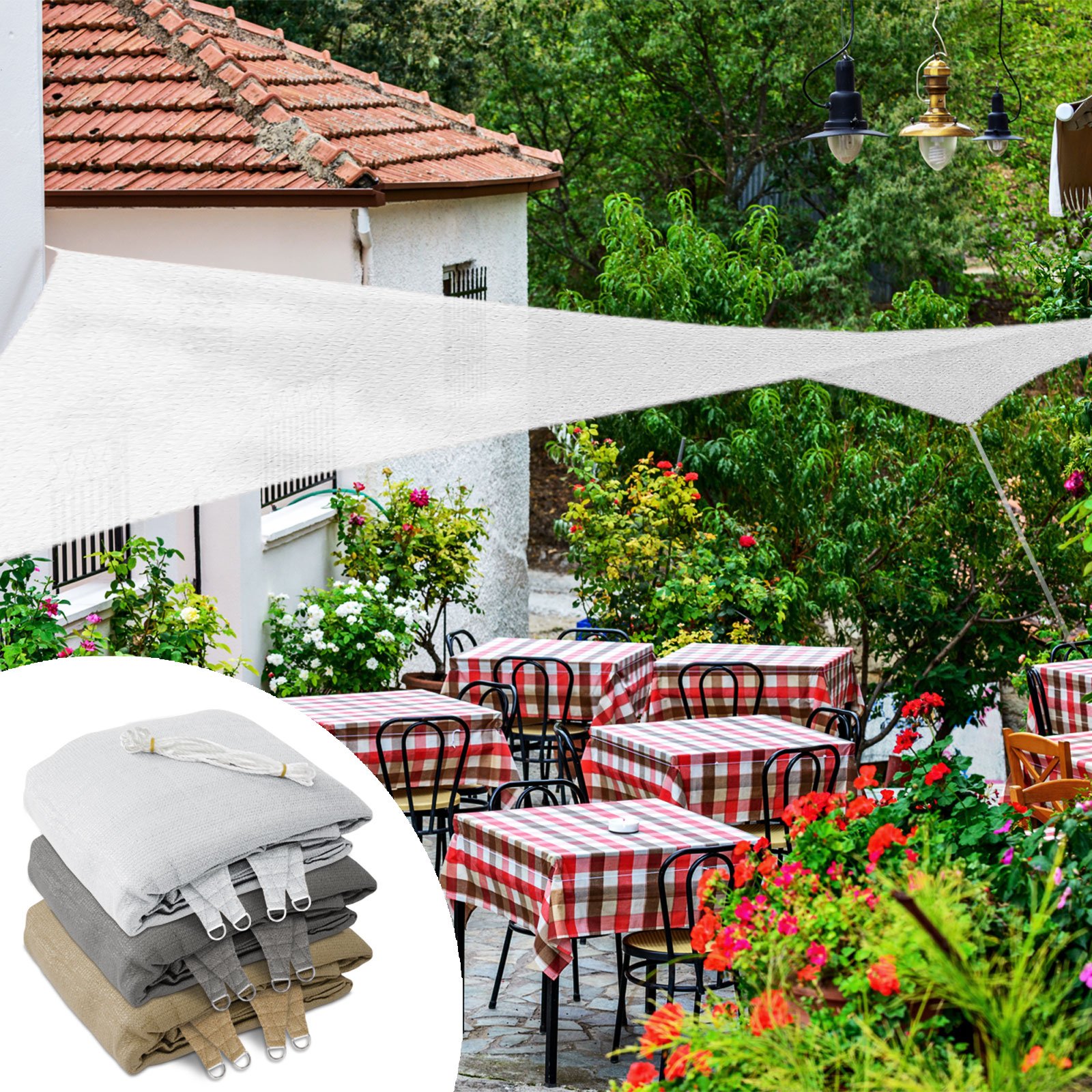 casa pura Sonnensegel für Garten, Terrasse & Balkon - wetterbeständig, UV-stabilisiert & atmungsaktiv - Sonnenschutz