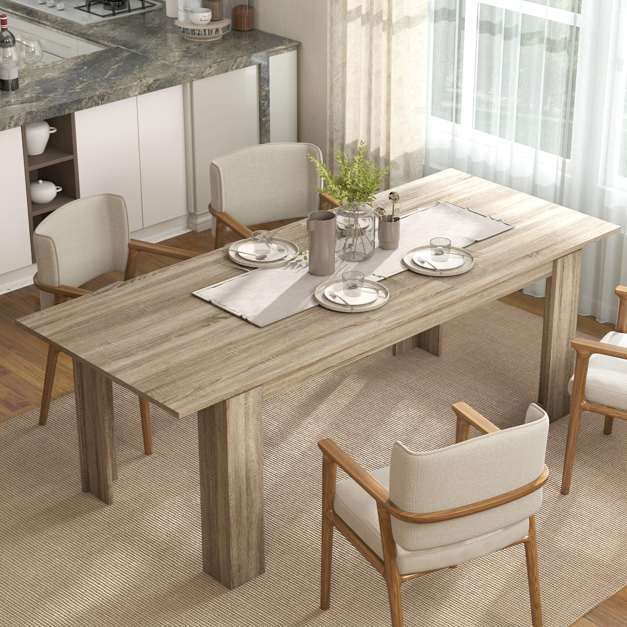 HOMCOM Esstisch ausziehbar 180-260 x 90 cm für 8-10 Personen Eiche