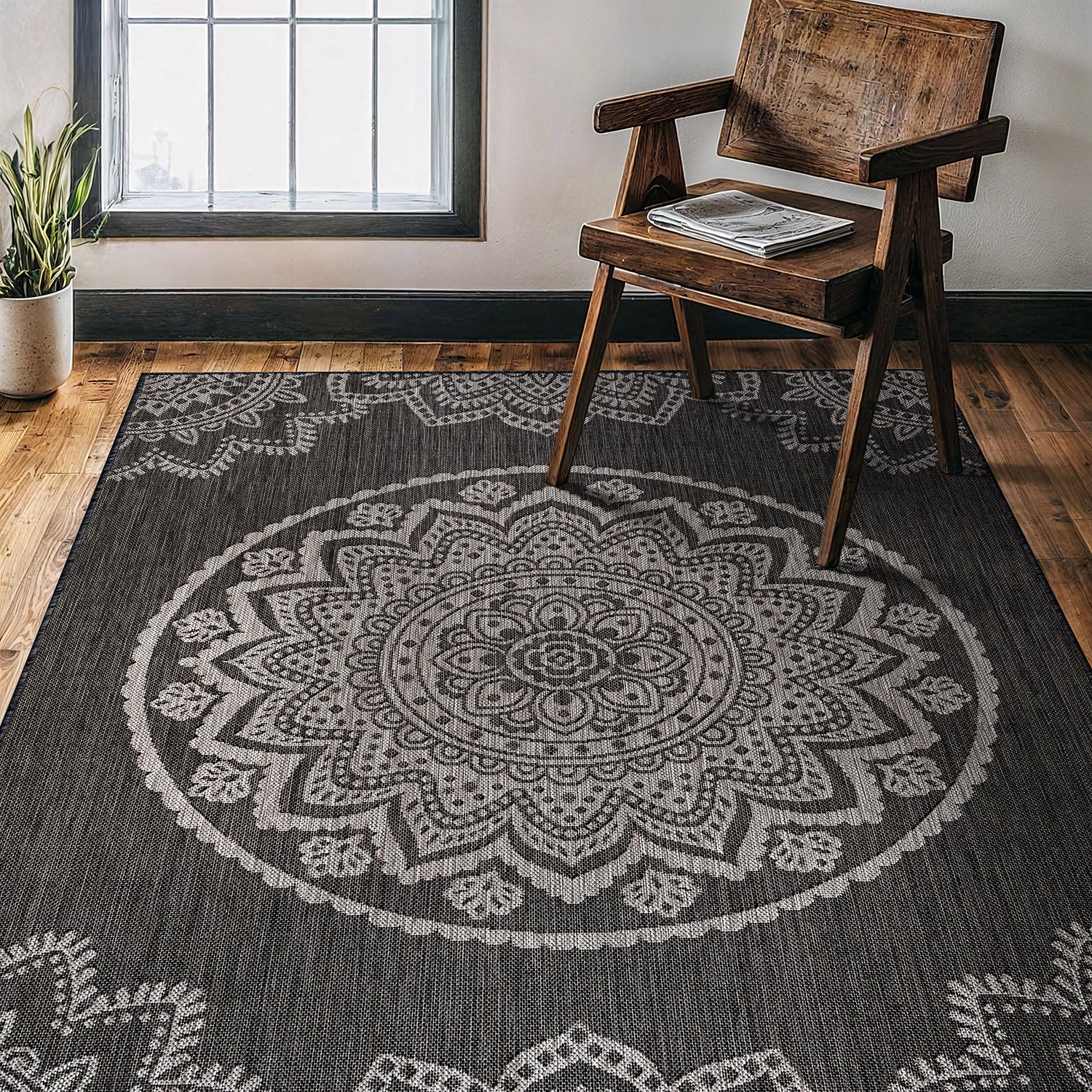 CAMILSON Outdoor Rug 5x7 Modern Area Rugs for Indoor and Outdoor Patios and Porches - Waterproof Washable Non-Shedding Easy-to-Clean Outside Carpet (5