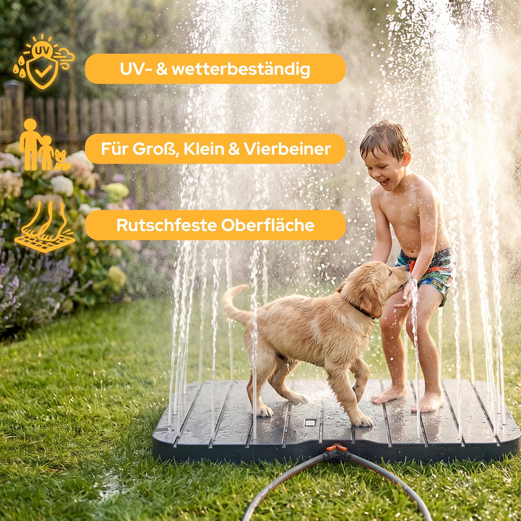 Arebos Bodendusche Garten | Outdoor Dusche Fußrad 4m Fontänenhöhe | Gartendusche Warm- & Kaltwasser | Pooldusche rutschfest wetterfest 150 kg | Außendusche Pool Sauna Camping