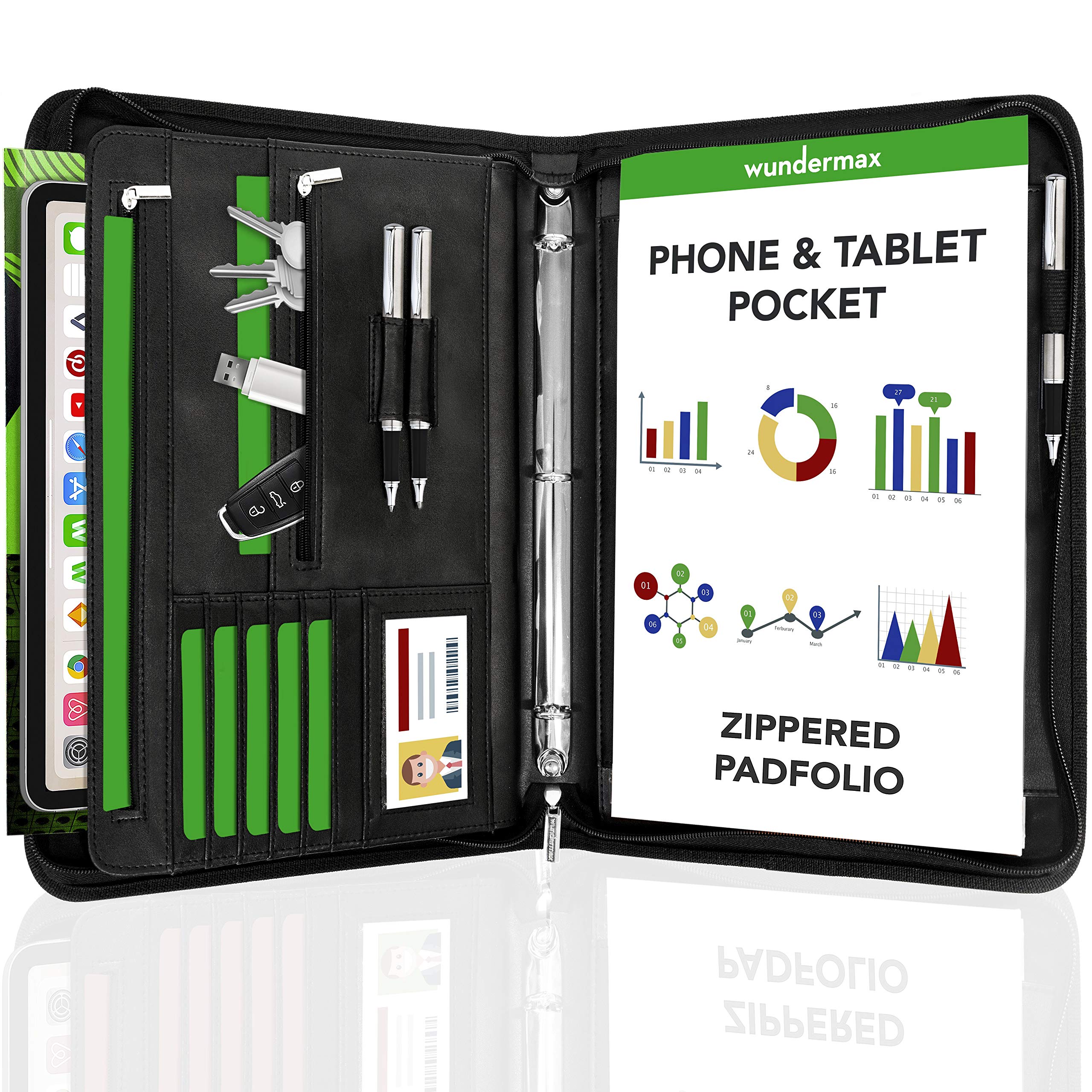 Buy Wundermax Padfolio Portfolio Binder 3Ring, Vegan Leather