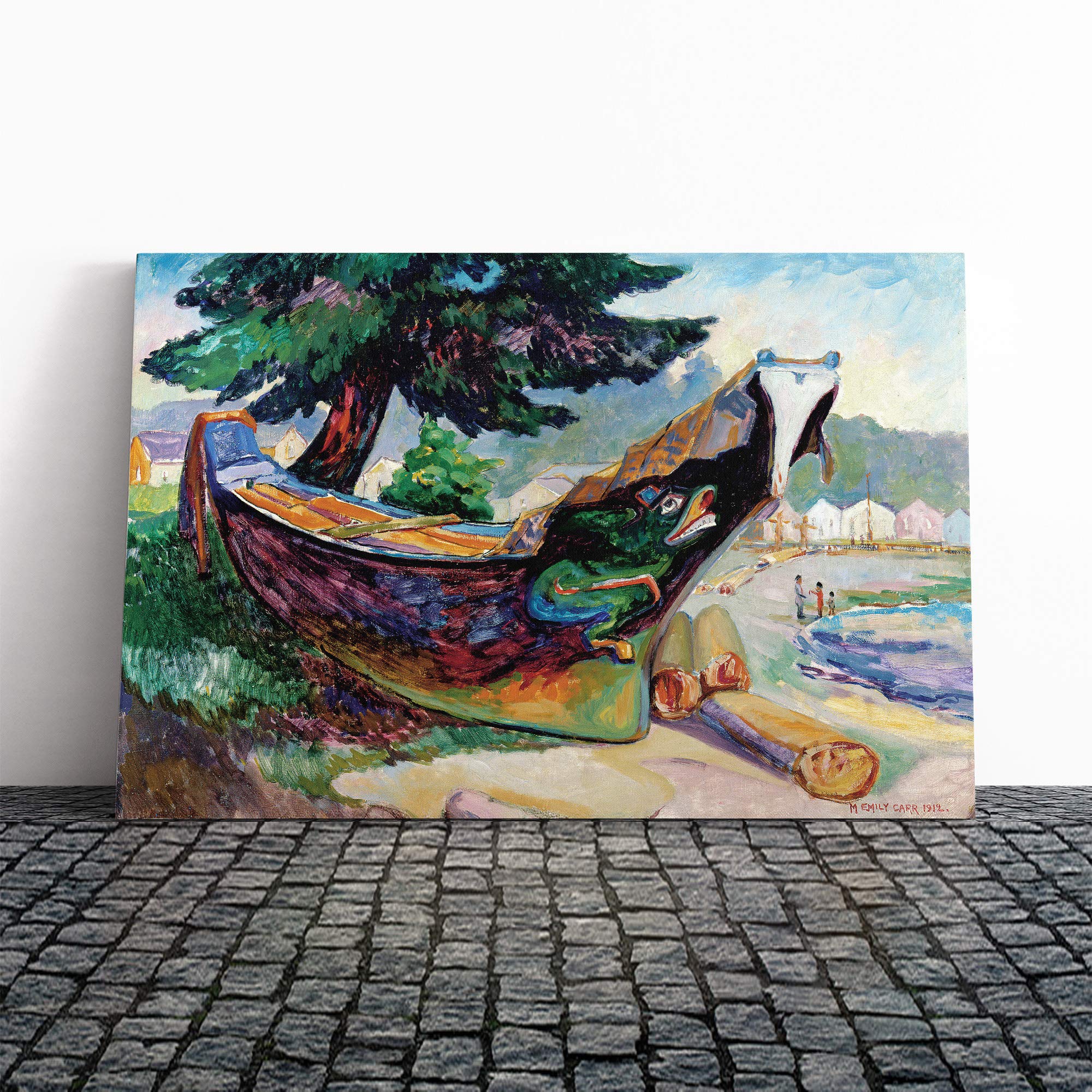 Emily Carr Indian War Canoe Canvas Print | Gallery Wrapped 30mm Frame Wall Art | 30x20 inches | Ready to Hang | Modern Picture | Living Room Bedroom Lounge Office