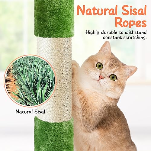 Vista 206 de Yaheetech Árbol para gatos de varios niveles de 70 pulgadas, torre alta para gatos con condominio, postes rascadores y bola colgante para gatos