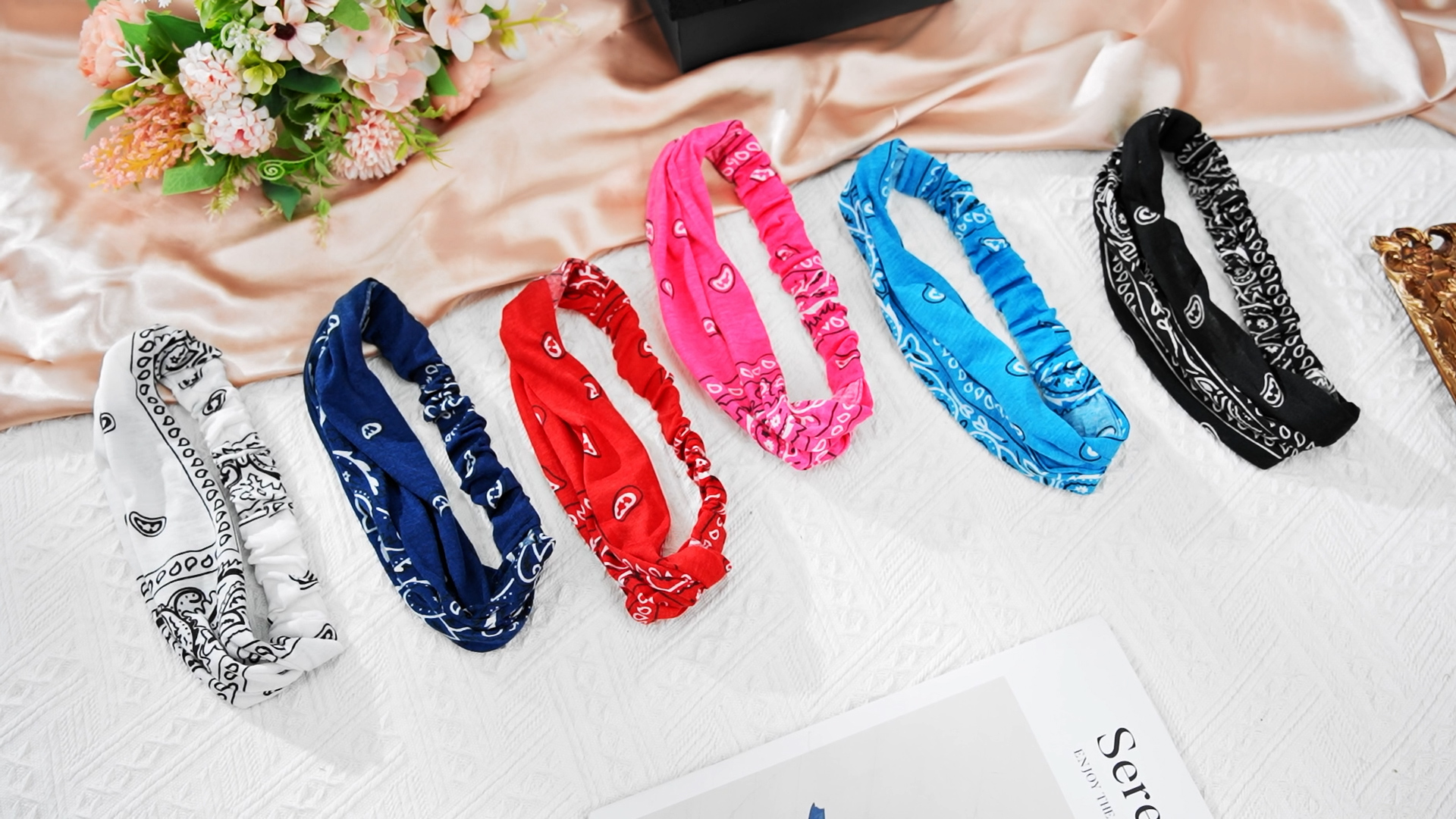 10 Pieces Paisley Headbands Wide Bandana Stretchy Headwrap with Rhinestone​​ Paisley Bandana Headbands | Tapered & Tie Back Bandana main image 4