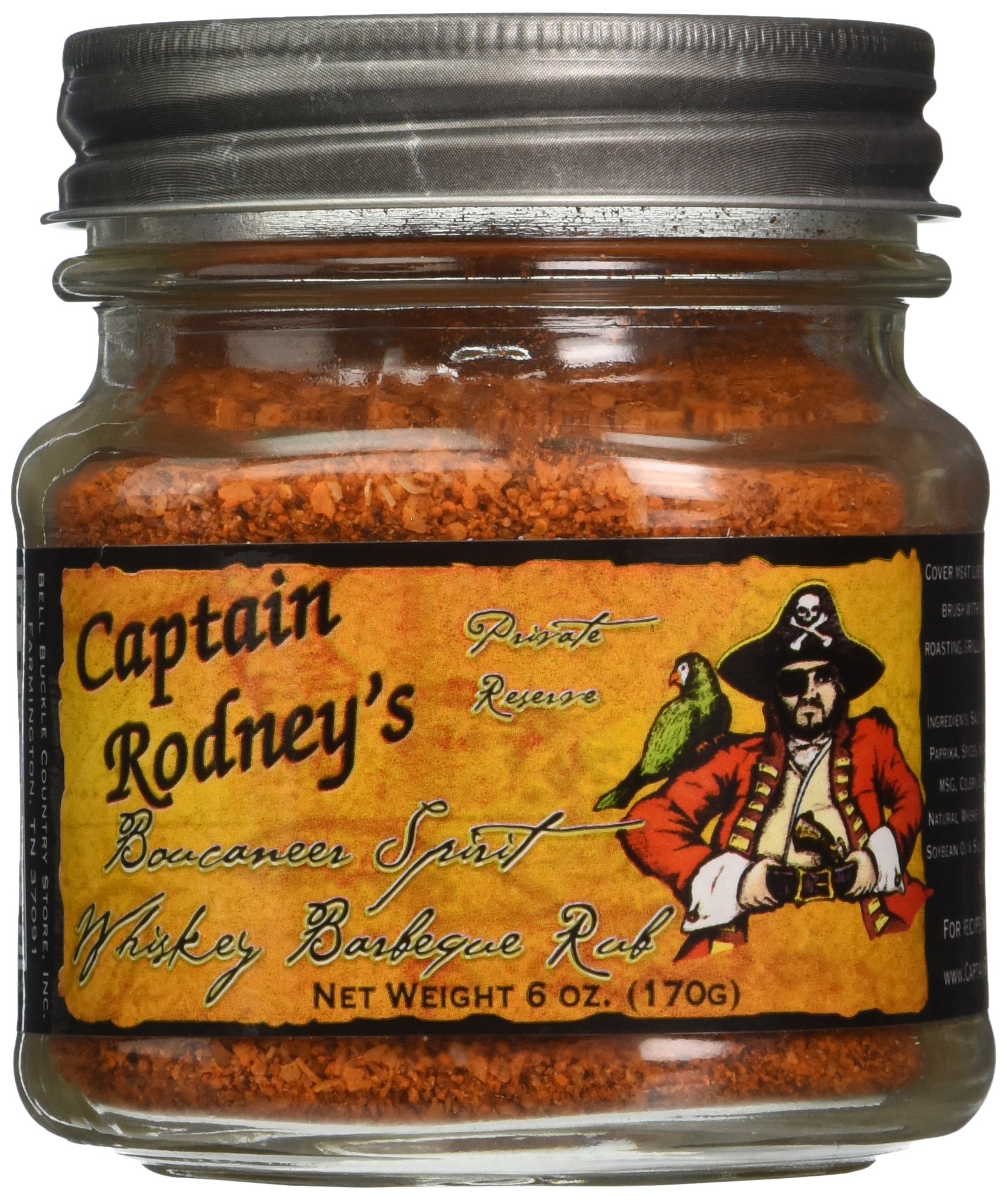 Captain Rodney's Private Reserve Boucaneer Rub, Spirit Whiskey Barbeque, 6.0 Ounce