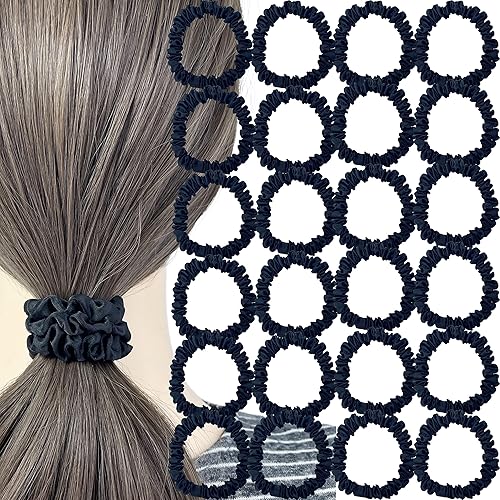Firecolor Chic 24 coleteros delgados negros pequeños para cabello rizado, lazos de satén sedosos, elásticos a la moda, lindos soportes para cola de disponible en Yaxa Colombia