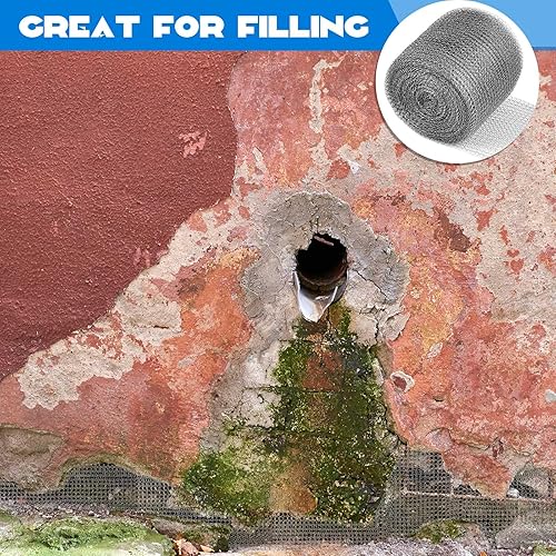 Miniatura 7 de Zonon 4 piezas de tela de relleno de agujeros de malla de alambre de 4 pulgadas x 50 pies, rollo de malla de acero inoxidable, bloqueador de alambre