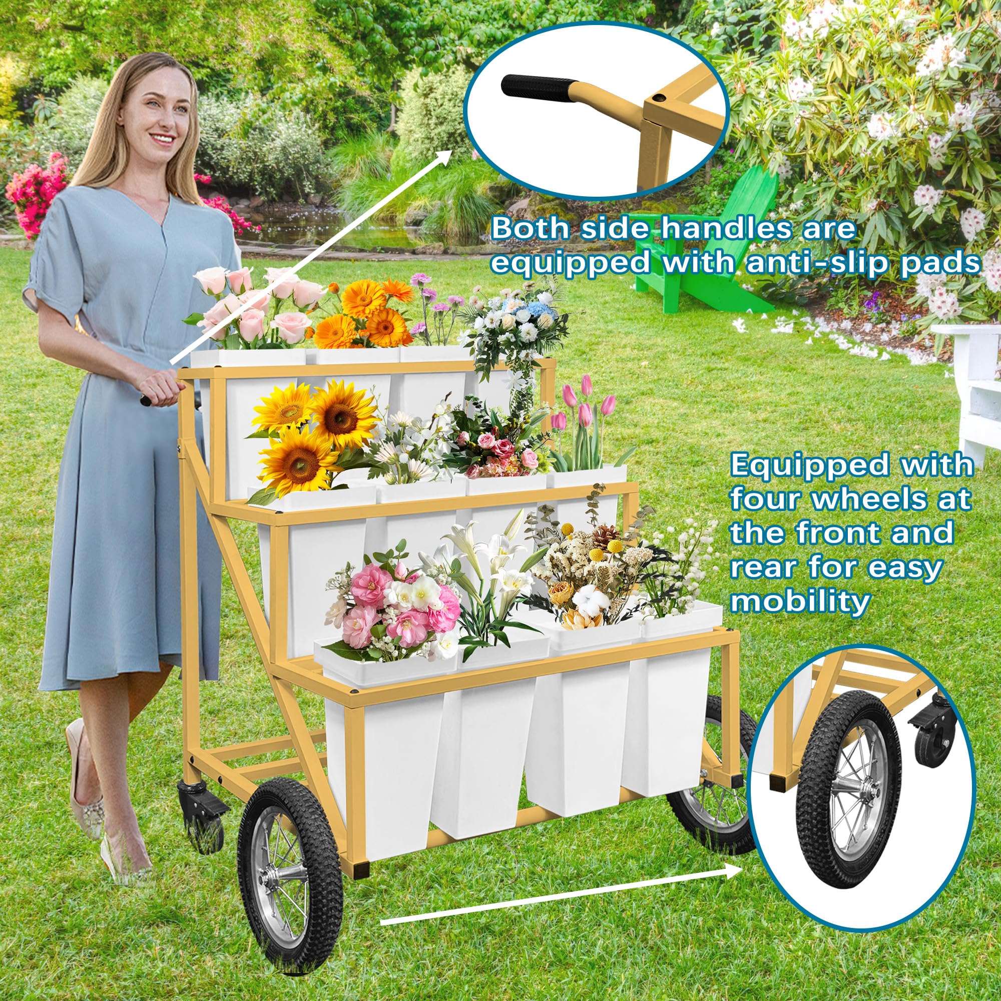 Amazon.com: Prolee Flower Stand, Flower Cart with 12 Buckets