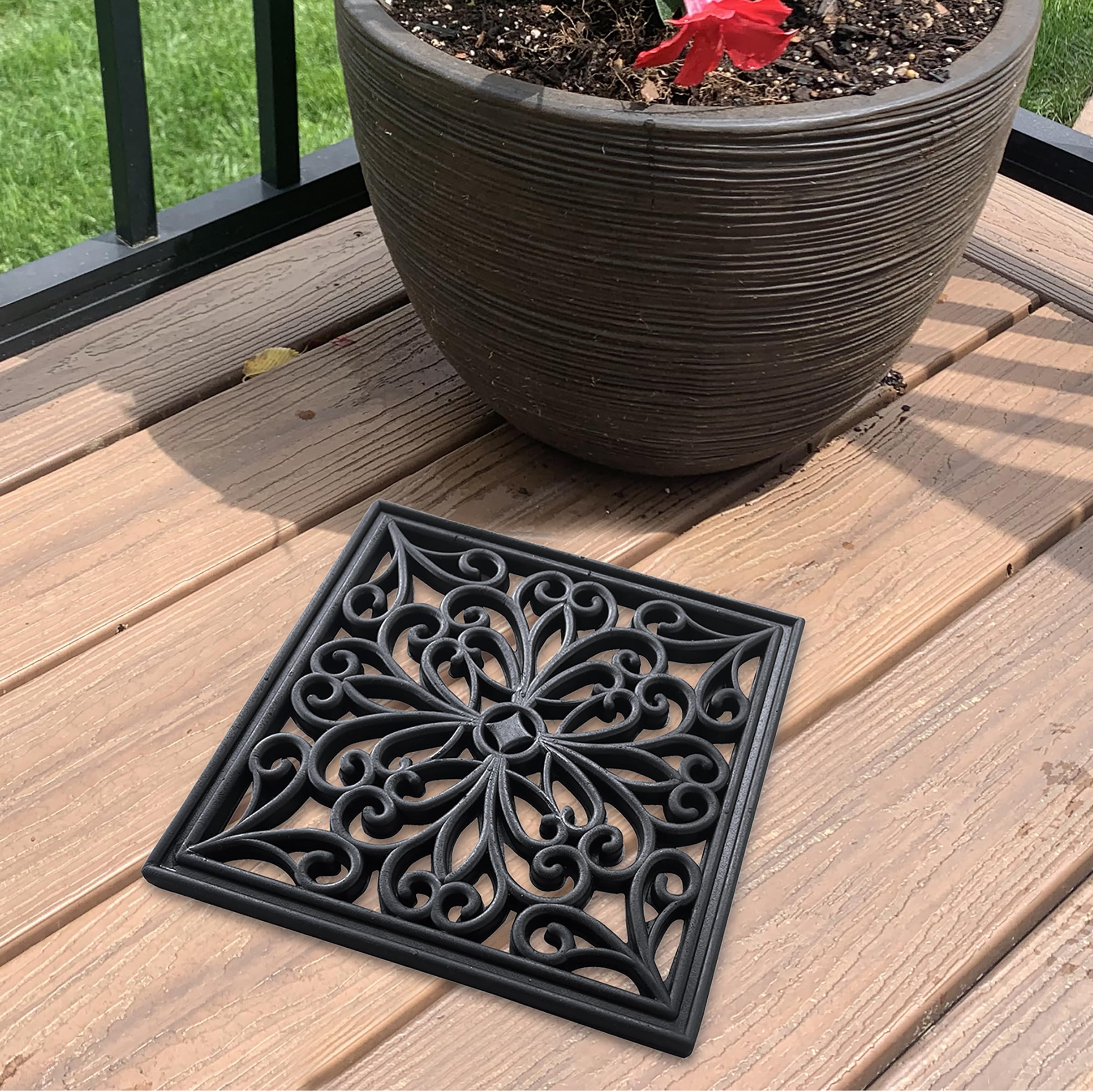 Buffalo Tools RMSS124: 4-częściowy zestaw 30 cm kwadratowych gumowych mat do przewijania, czarny