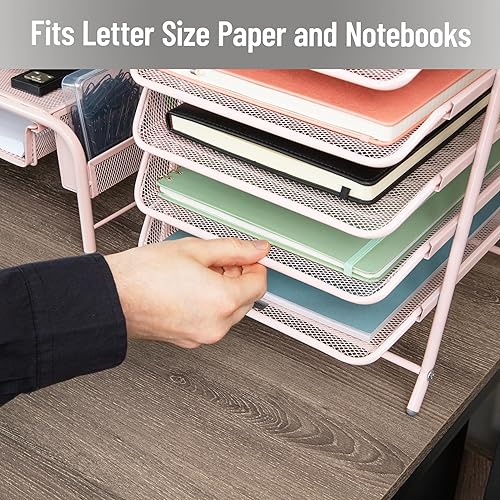 Miniatura 6 de Mind Reader - Organizador de bandejas de papel de 5 niveles, estante vertical de almacenamiento de archivos de escritorio, para oficina, de rejilla