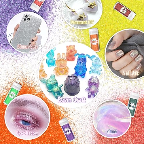 Miniatura 33 de Renfio Polvo ultra fino de purpurina rojo vino oscuro, 2.11 onzas (2.12 oz), copos de PET, manualidades, lentejuelas, decoración de slime, seguro