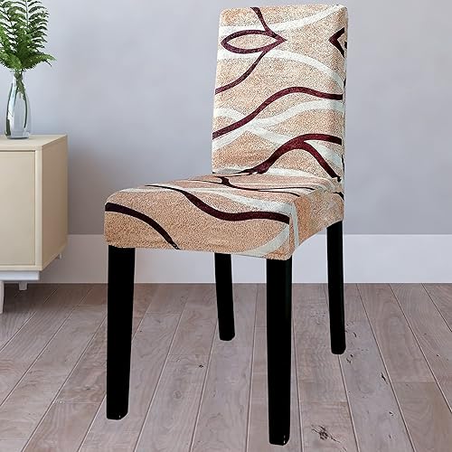 Miniatura 3 de Juego de 2 fundas de terciopelo para sillas de comedor, fabricadas en Europa, elegantes diseños de tela, fundas elásticas de elastano, fundas de