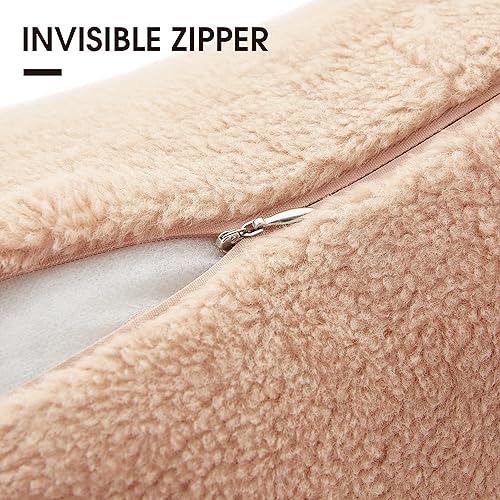 Miniatura 7 de Juego de 2 fundas de almohada de sherpa, acogedoras y esponjosas, fundas de cojín decorativas para sofá, cama, almohadas decorativas, 18 x 18