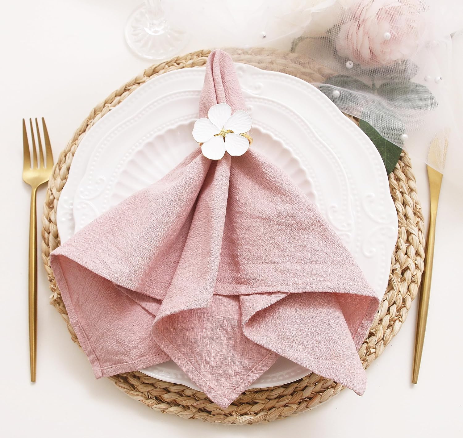 Set of Cloth Napkins | handmade with fringes