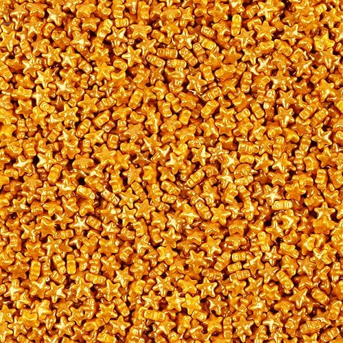 Miniatura 3 de Gránulos dorados de estrellas para tartas, estrellas comestibles para decoración de cupcakes, chispas doradas de 3.5 onzas de helado de perlas de