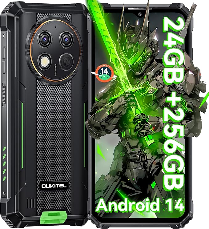 OUKITEL G1 Rugged Smartphone Unlocked - 24+256GB/1TB Android 14 Rugged Cellphones, 6.52” HD Display IP68/IP69K 10600mAh Battery 48MP Rear Camera Waterproof Phone, Fingerprint/Dual Sim/NFC 2025