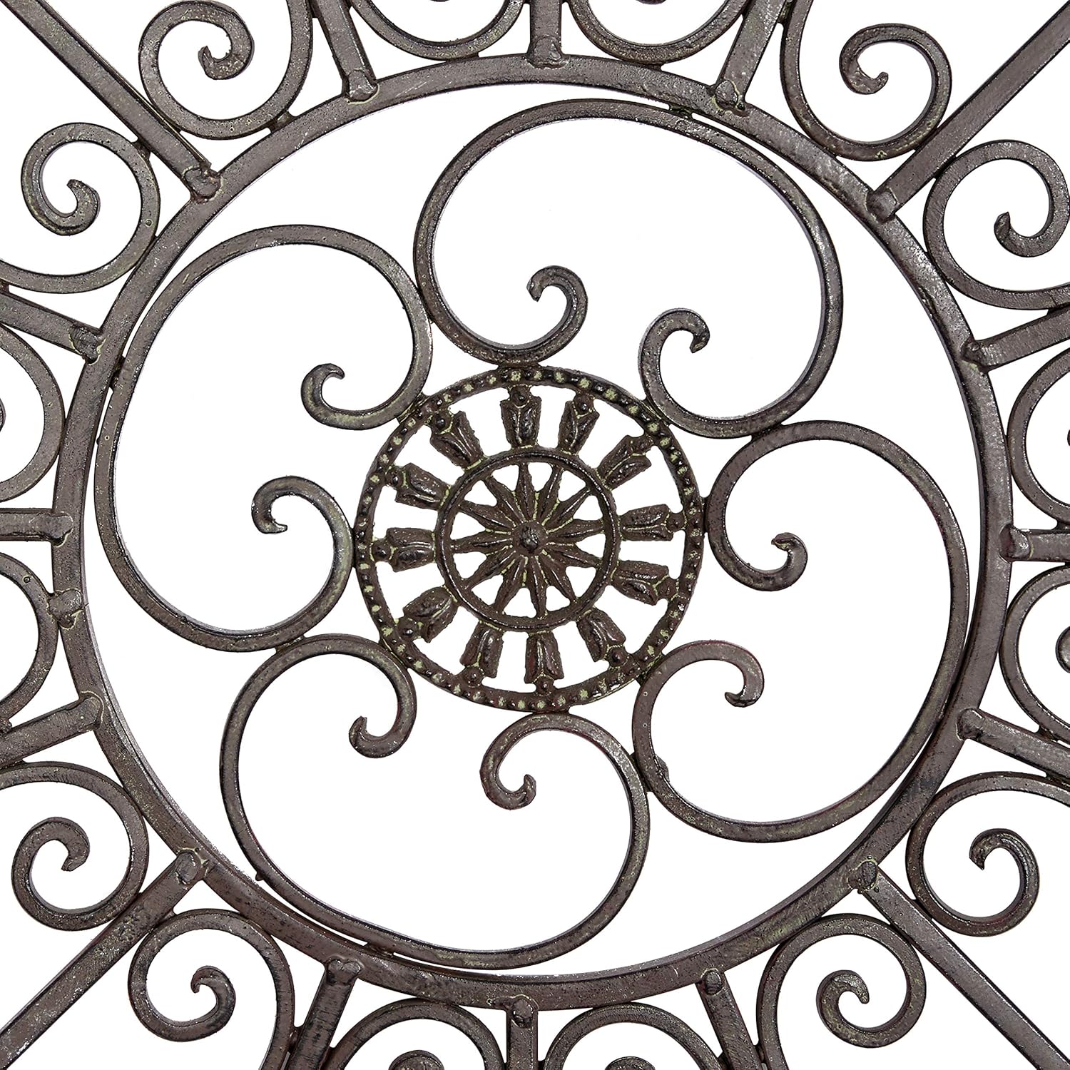 Deco 79 Metal Fleur De Lis Home Wall Decor Circle Wall Sculpture with Scrollwork, Wall Art 42" x 1" x 42", Black