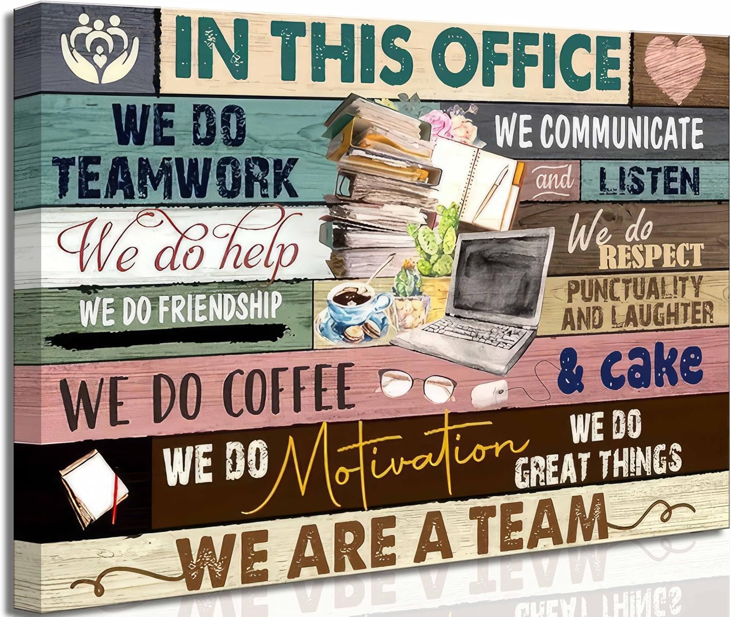 Inspirational Canvas Wall Art in This Office We are a Team Motivational inspiring Quotes Painting Pictures Wall Decor Poster Print Artwork for Man Cave Home Decoration