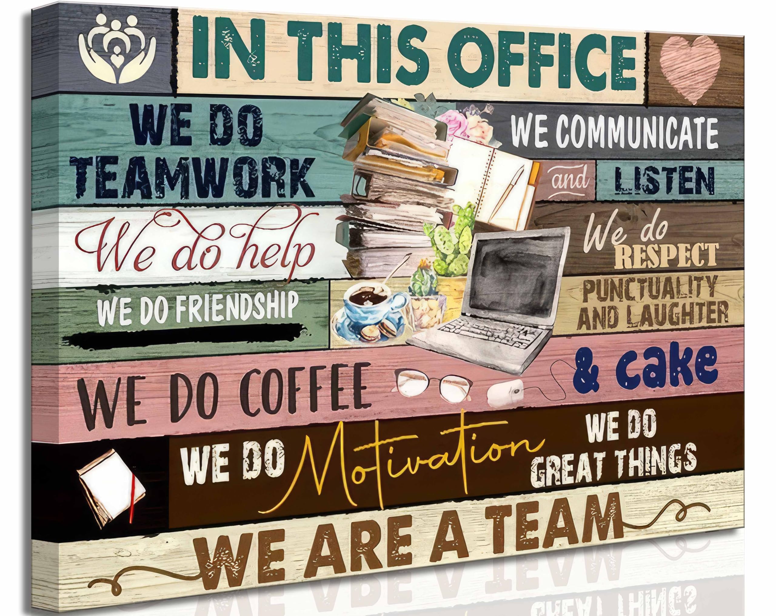 Inspirational Canvas Wall Art in This Office We are a Team Motivational inspiring Quotes Painting Pictures Wall Decor Poster Print Artwork for Man Cave Home Decoration