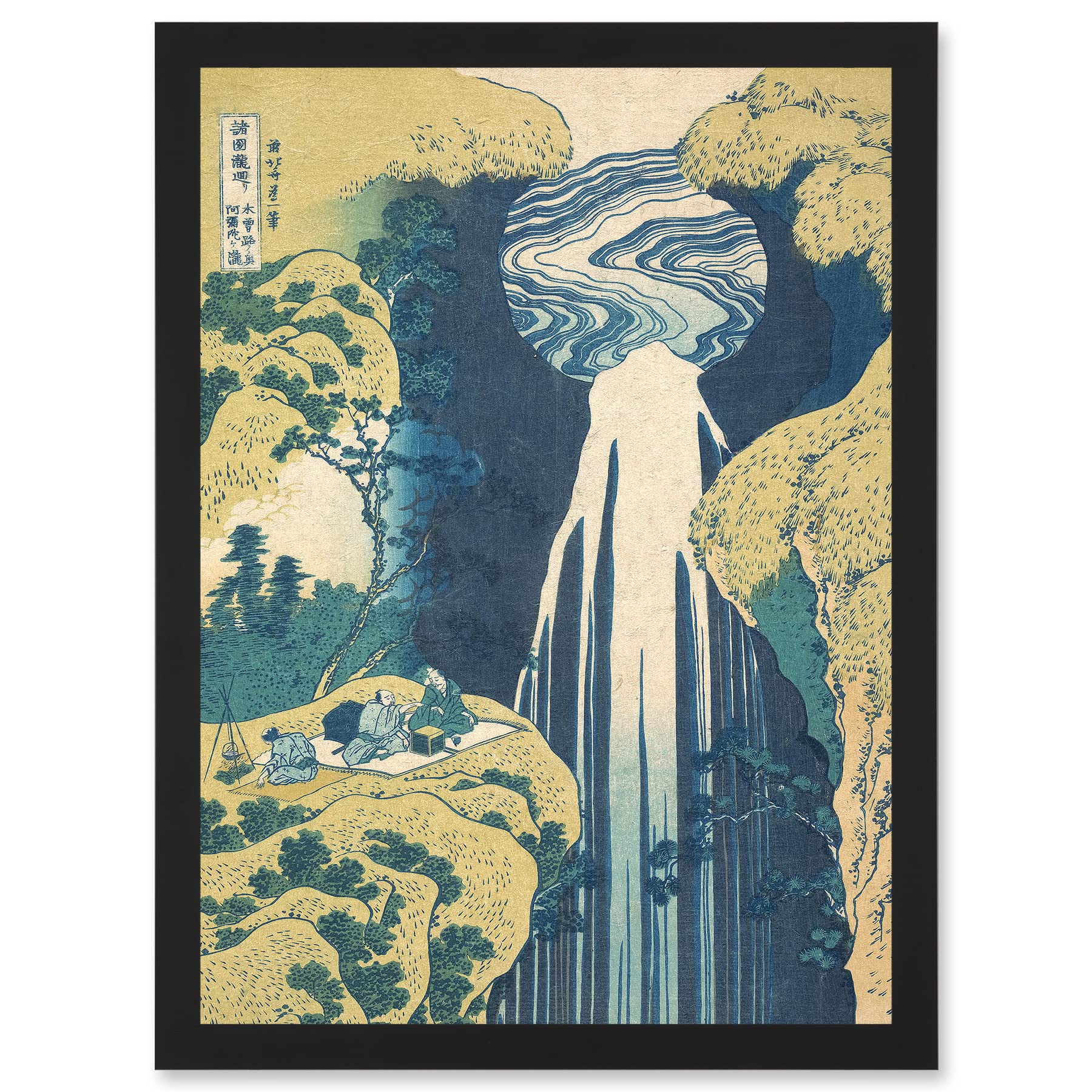 Artery8 Hokusai Amida Falls Kisokaido Road Japanese Waterfall Painting Artwork Framed Wall Art Print A4