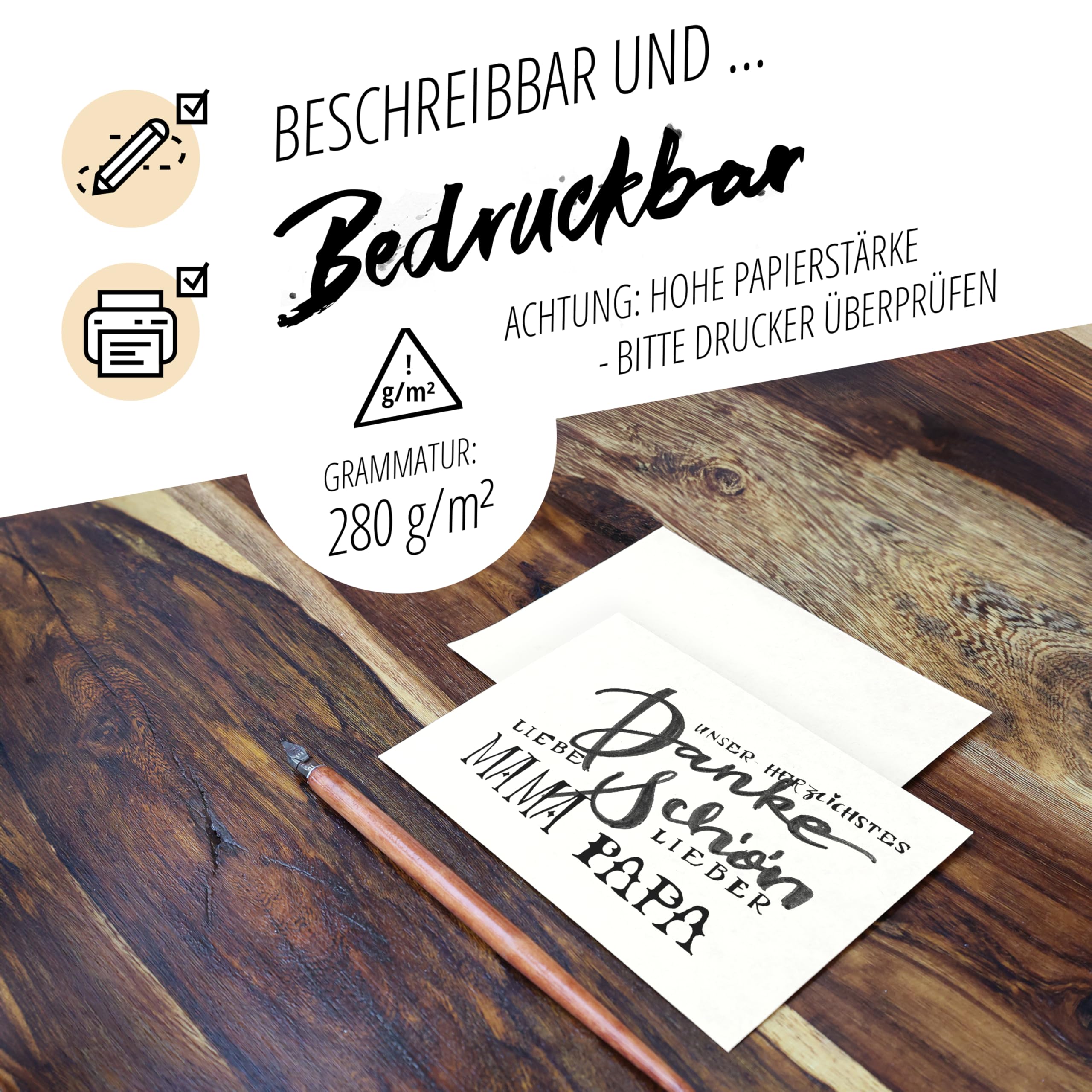 Japun - weiße blanko Postkarten, Papier-Karten Set (100 Stück) zum Selbstgestalten, beschriften oder bedrucken - 280 g/m² - DIN A6-105 x 148 mm