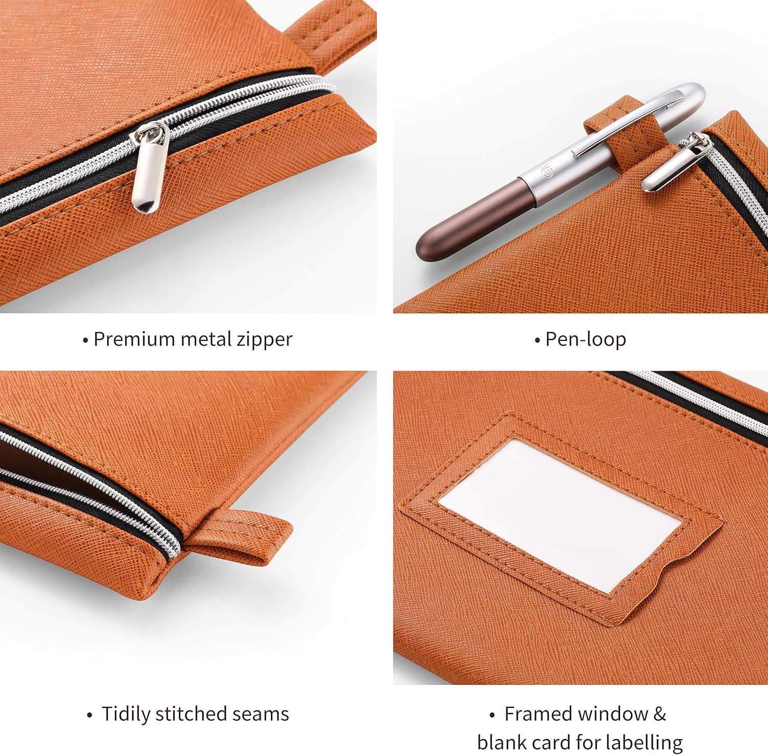 Premium 7-Piece Bank Bag Set - Heavy-Duty Zippered Faux Leather Cash Bag, Deposit Bag, or Tool Pouch - Water Resistant, 7 Earthy Colors - Bank Deposit Bag, Pencil Pouch, Coin Bag, Zipper Pouch