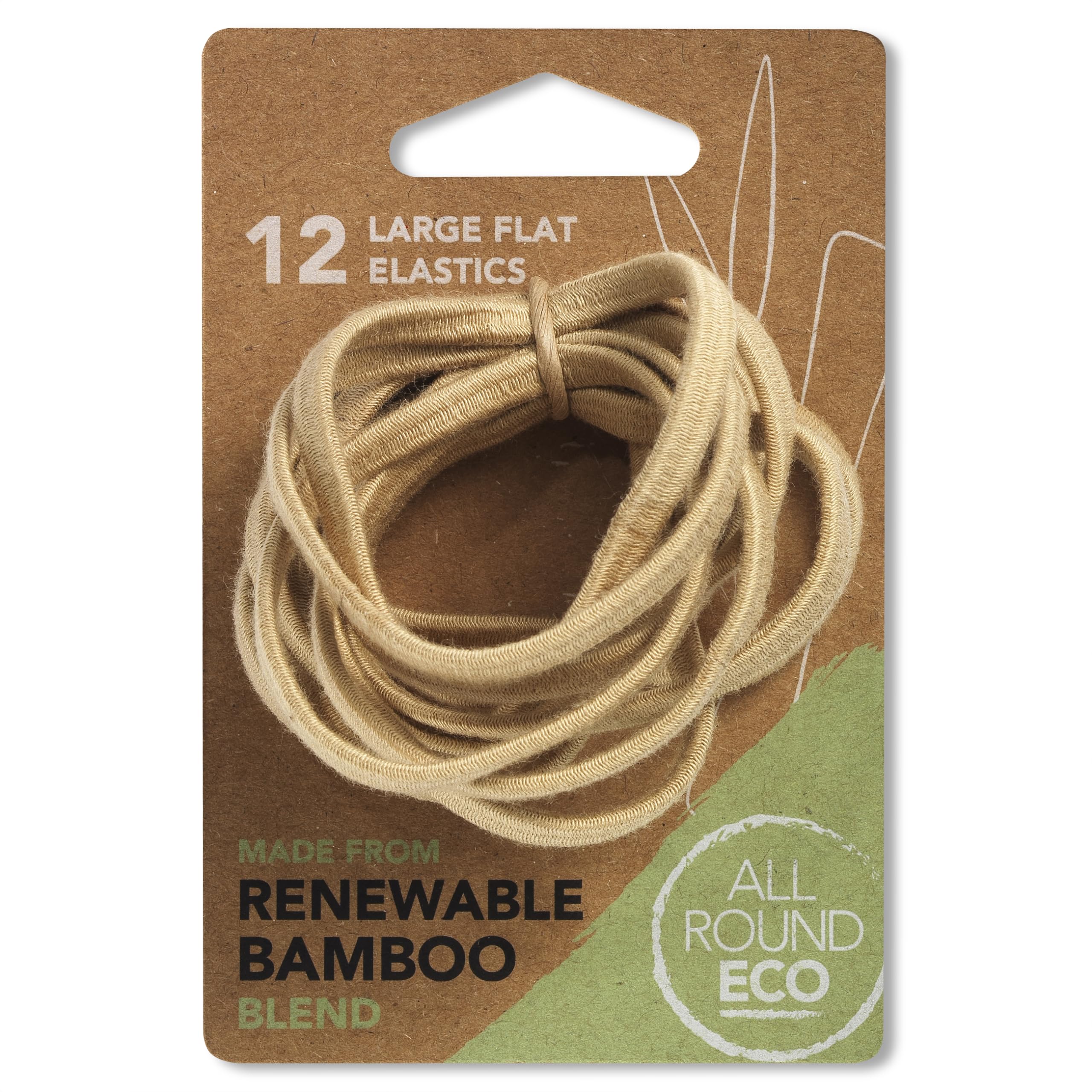 All Round Eco, Blonde Large Flat Hair Elastics, Renewable Bamboo, Pack of 12