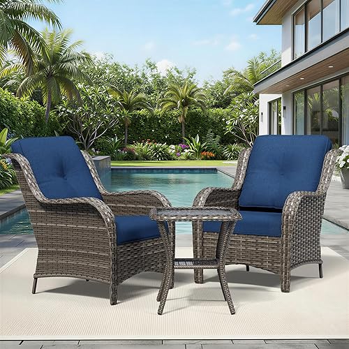 Miniatura 153 de Joyside Silla mecedora giratoria para exteriores para patio, mecedora de mimbre para exteriores con cojines de tela de olefina adecuada para porche