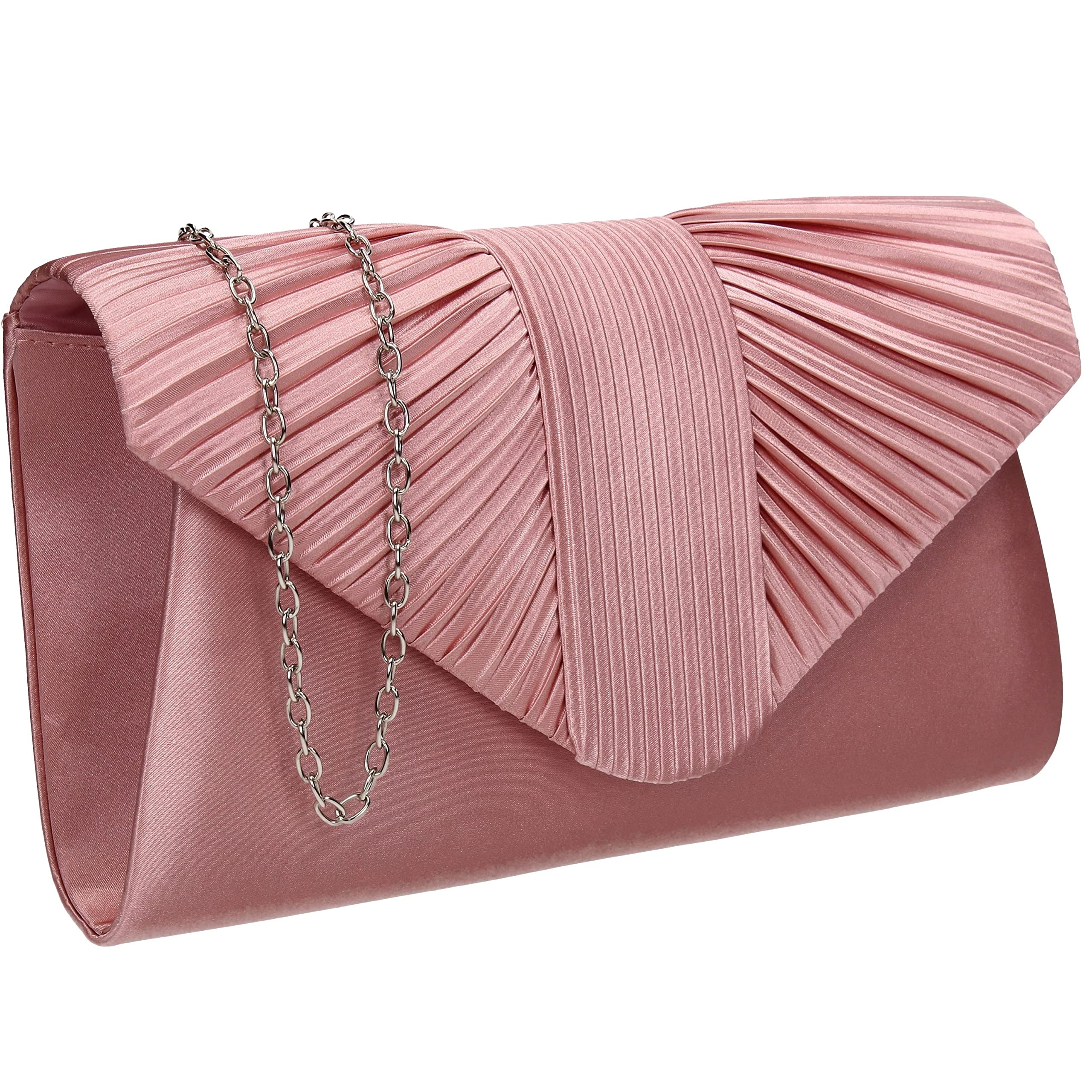 SwankySwans Sophie Womens Satin Party Prom Wedding Evening Clutch Bag Purse (Pink)