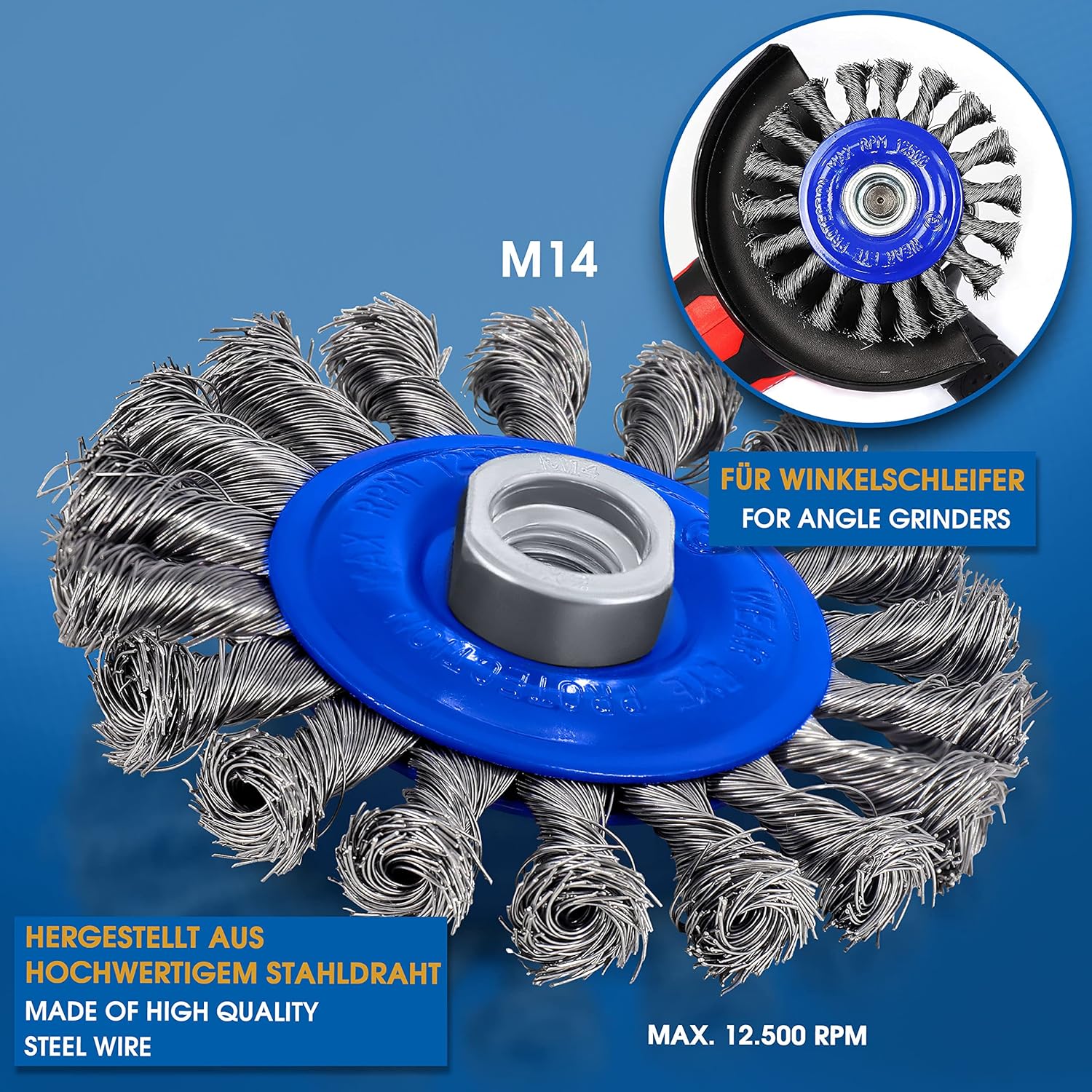 S&R Wire Brush Set – 3-Piece Set for Angle Grinders, Includes Round Brush, Cup Brush, and Hand Scratch Brush for Metal Cleaning and Surface Prep