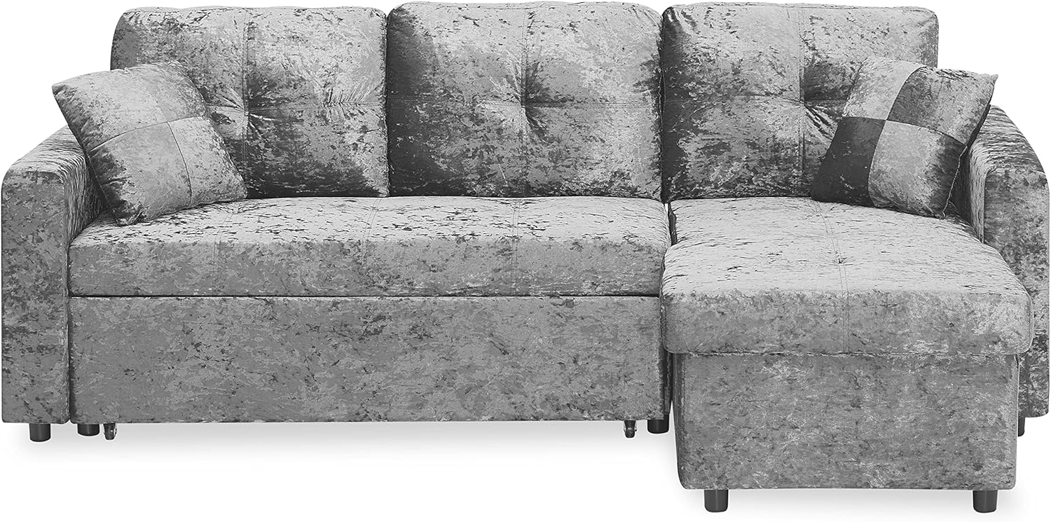 YeBingZhi 85.8" Pull Out Corner Sleeper Sofa Bed Velvet
