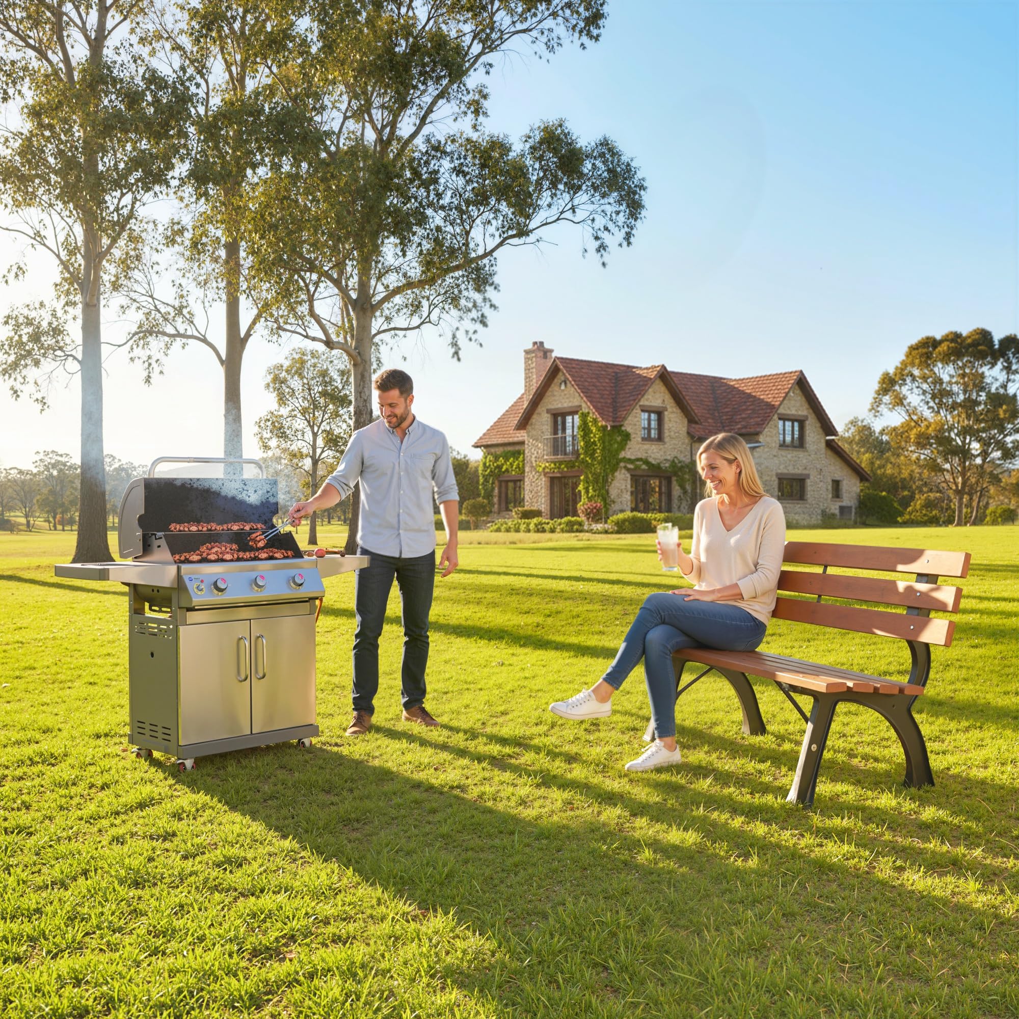 Outsunny Banc de Jardin extérieur 2 Places en Aluminium et Lattes de Bois, dim. 120L x 57l x 70H cm