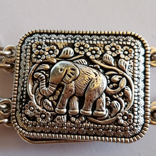 Miniatura 5 de Cinturón de metal tailandés placa de plata elefante tailandia traje de boda baile mujeres para vestido falda pareo estilo vintage longitud 40