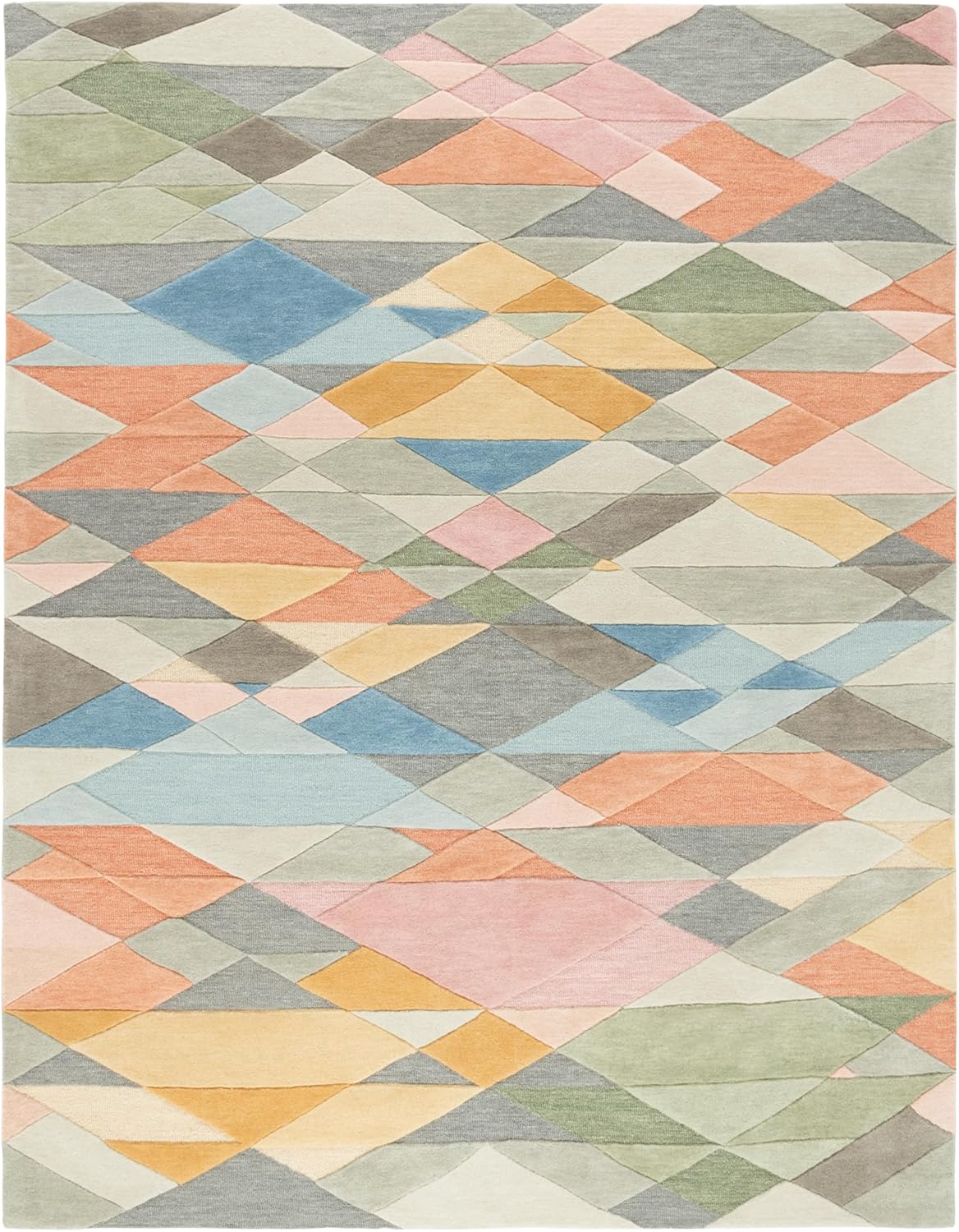SAFAVIEH Rodeo Drive Collection Area Rug - 8' x 10', Grey & Blush, Handmade Wool, Abstract Pattern, Ideal for Living Room, Bedroom, Home Office, Dining Space (RD454F-8)