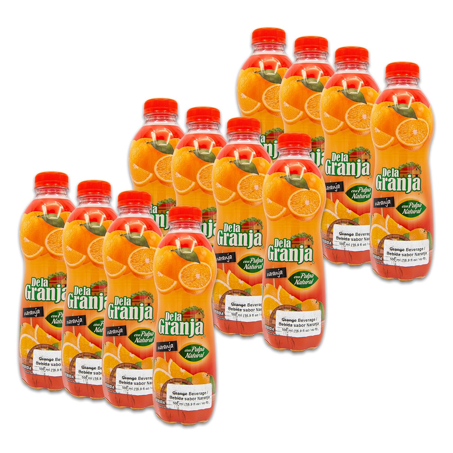 Jugo de Naranja Bundle - Includes 12 Bottles of 16.9 Fl Oz Each, 202 Fl Oz Total of Orange Juice Flavor - Perfect for Breakfast by De La Granja - Despensa Colombiana Bundle (Pack of 12, Orange)
