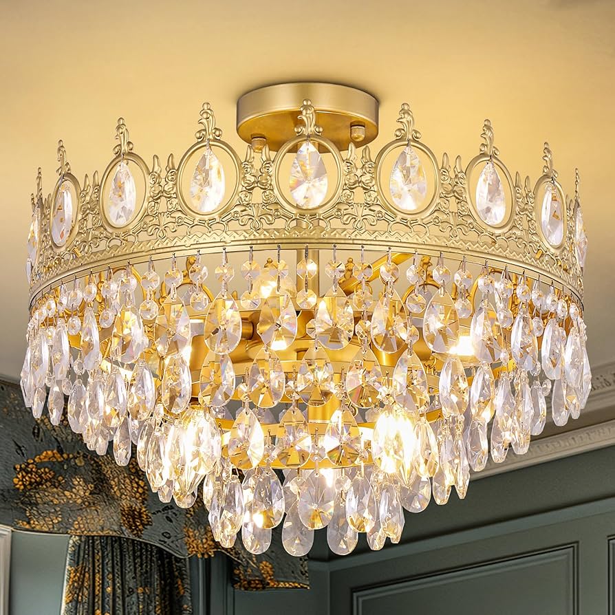 TOCHIC Flush Mount Ceiling Light Fixture, Modern Farmhouse Crystal TOCHIC Flush Mount Ceiling Light Fixture, Modern Farmhouse Crystal