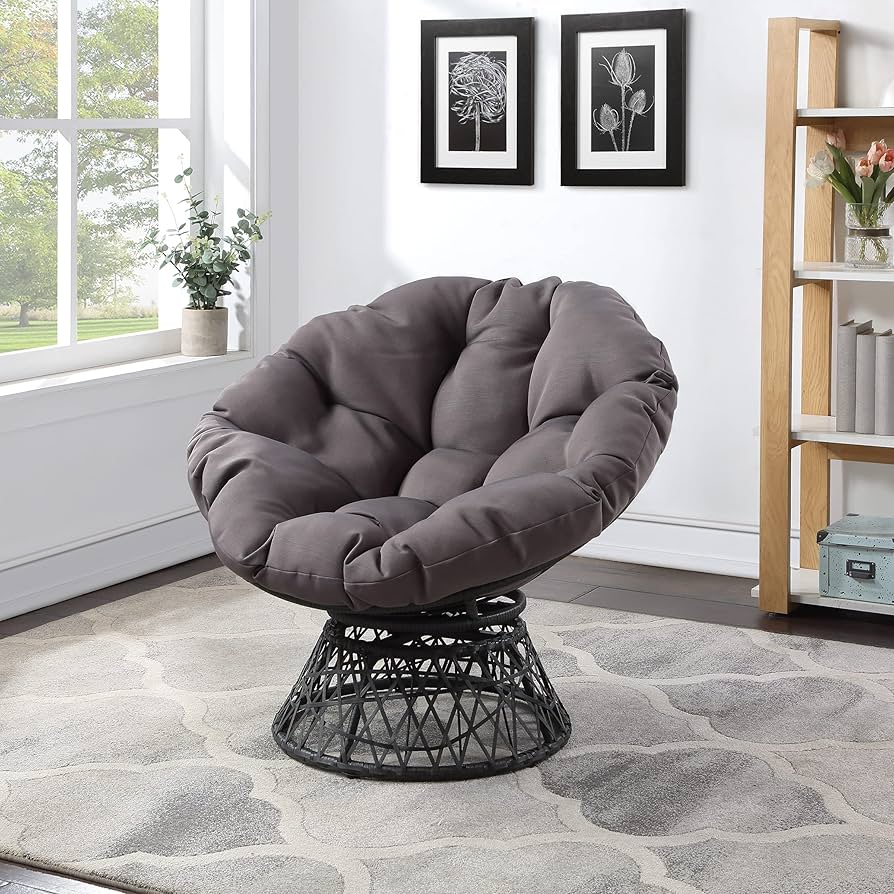 ★Papachance ★ OSP Home Furnishings Wicker Papasan Chair with 360-Degree