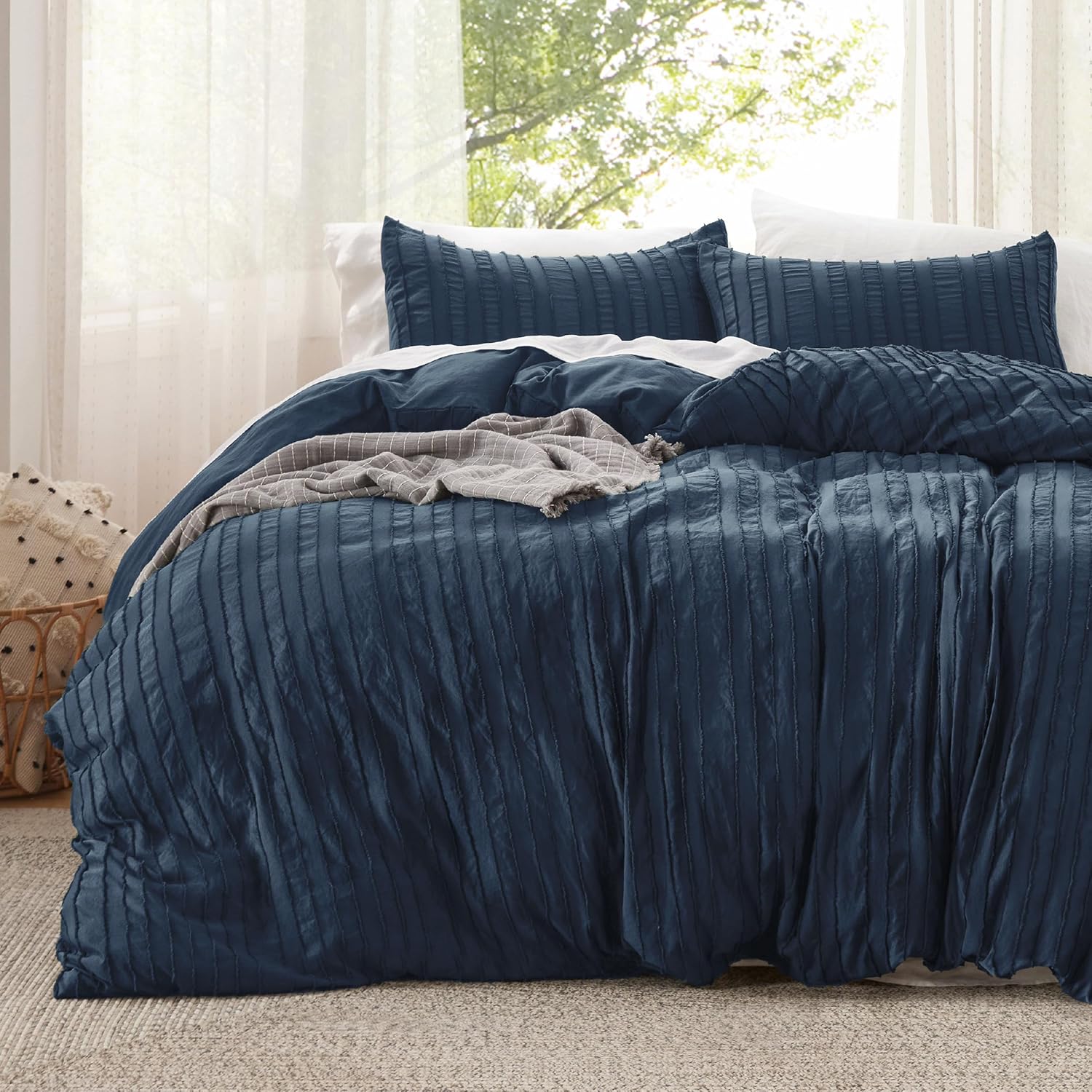 Bedsure Striped Tufted Duvet Cover Queen Shabby Chic