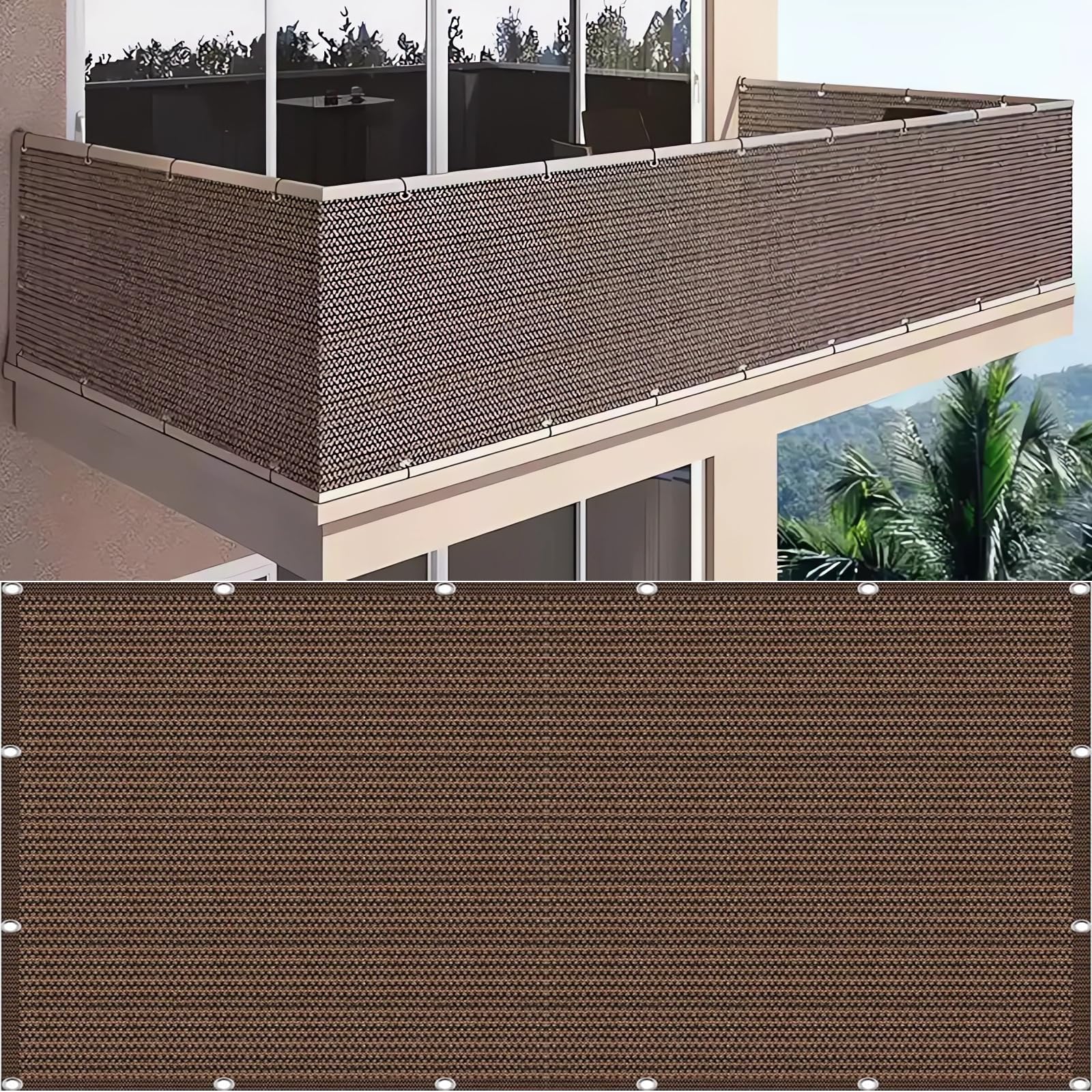 GJZQDKX Privacy Fence Screen 3.5m x 15m 180g/m² Weatherproof Shade Net with Eyelets Garden Balcony Wind Protection Brown Outdoor Cover for Sports Fields and Patios