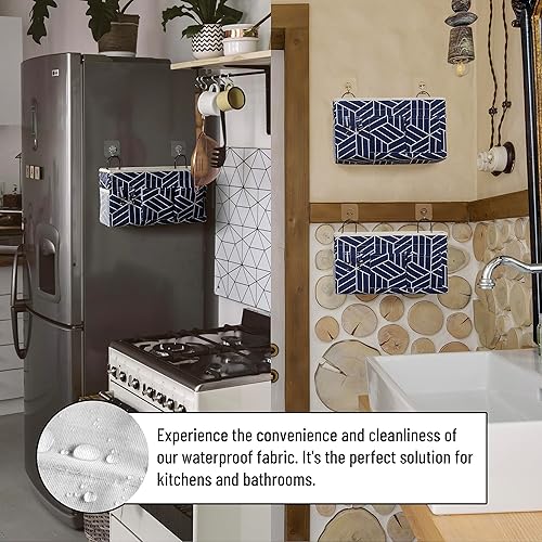 Miniatura 5 de 2 bolsas grandes para colgar en la pared, organizador de bolsillos de tela de lino para puerta, armario, impermeable, multifuncional, para sala de