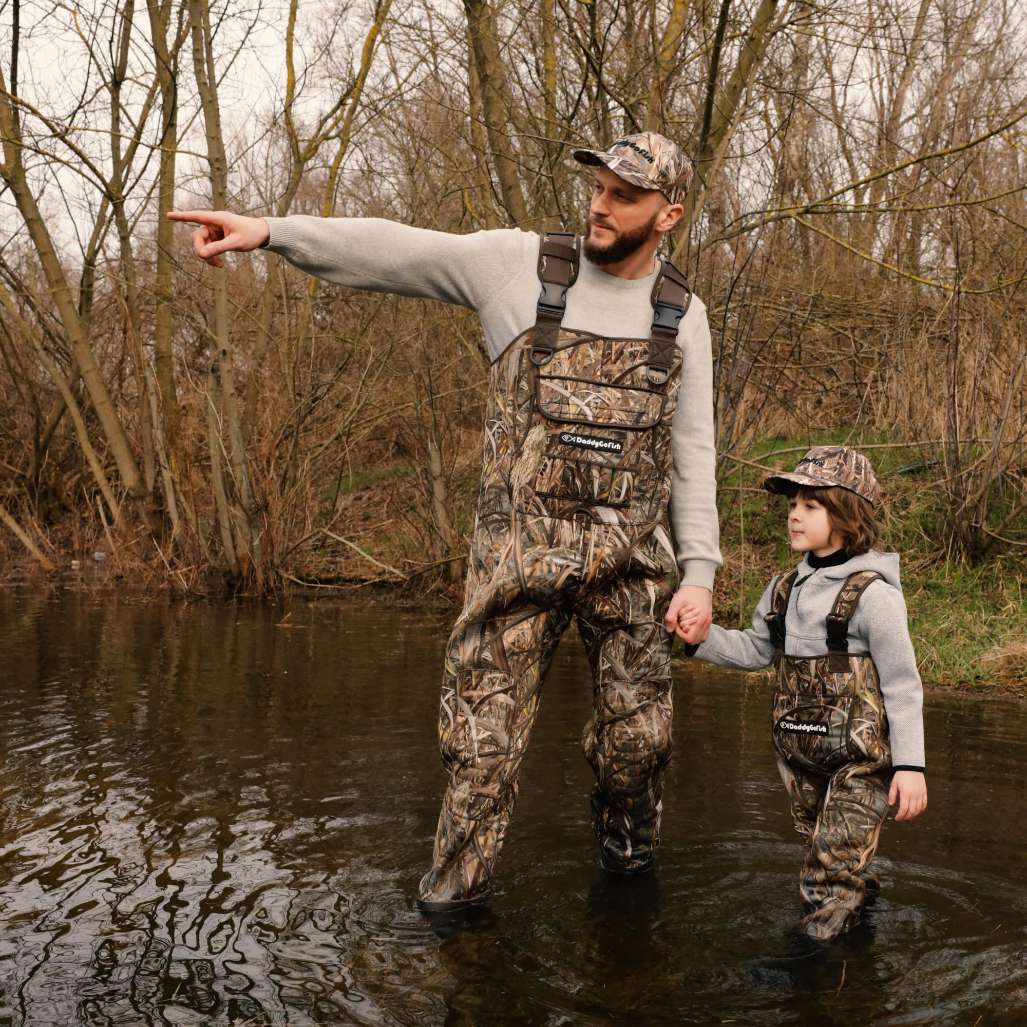 DaddyGoFish Waders De Poitrine En Néoprène Pour Enfants Et Adultes, Bootfoot, Pêche Et Chasse