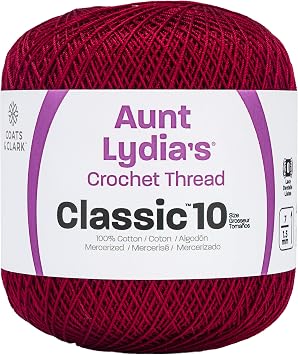 Coats Crochet Aunt Lydias Crochet, Cotton Classic Size 10, Burgundy 154-492